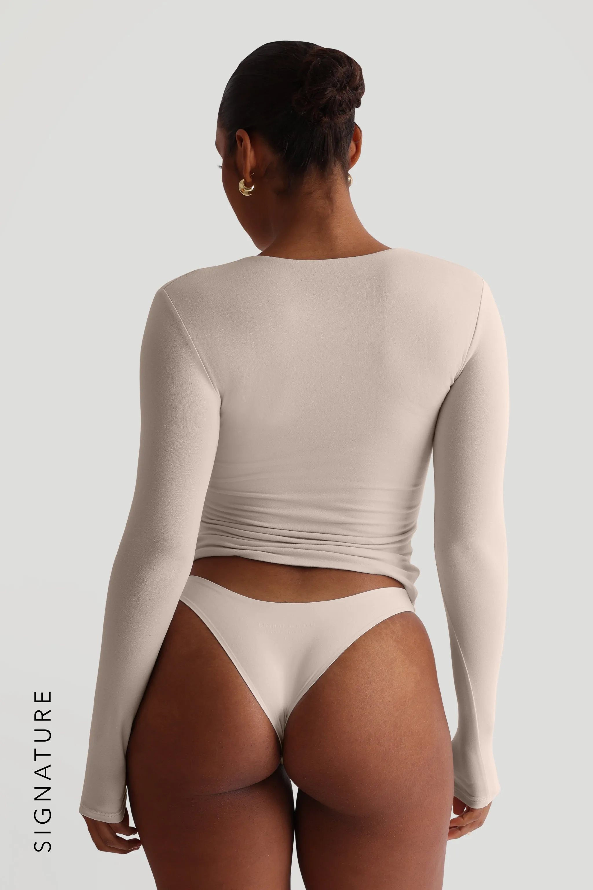 Zip-Up Long Sleeve T-Shirt - Buttercream sold by My outfit online product image thumbnail 3