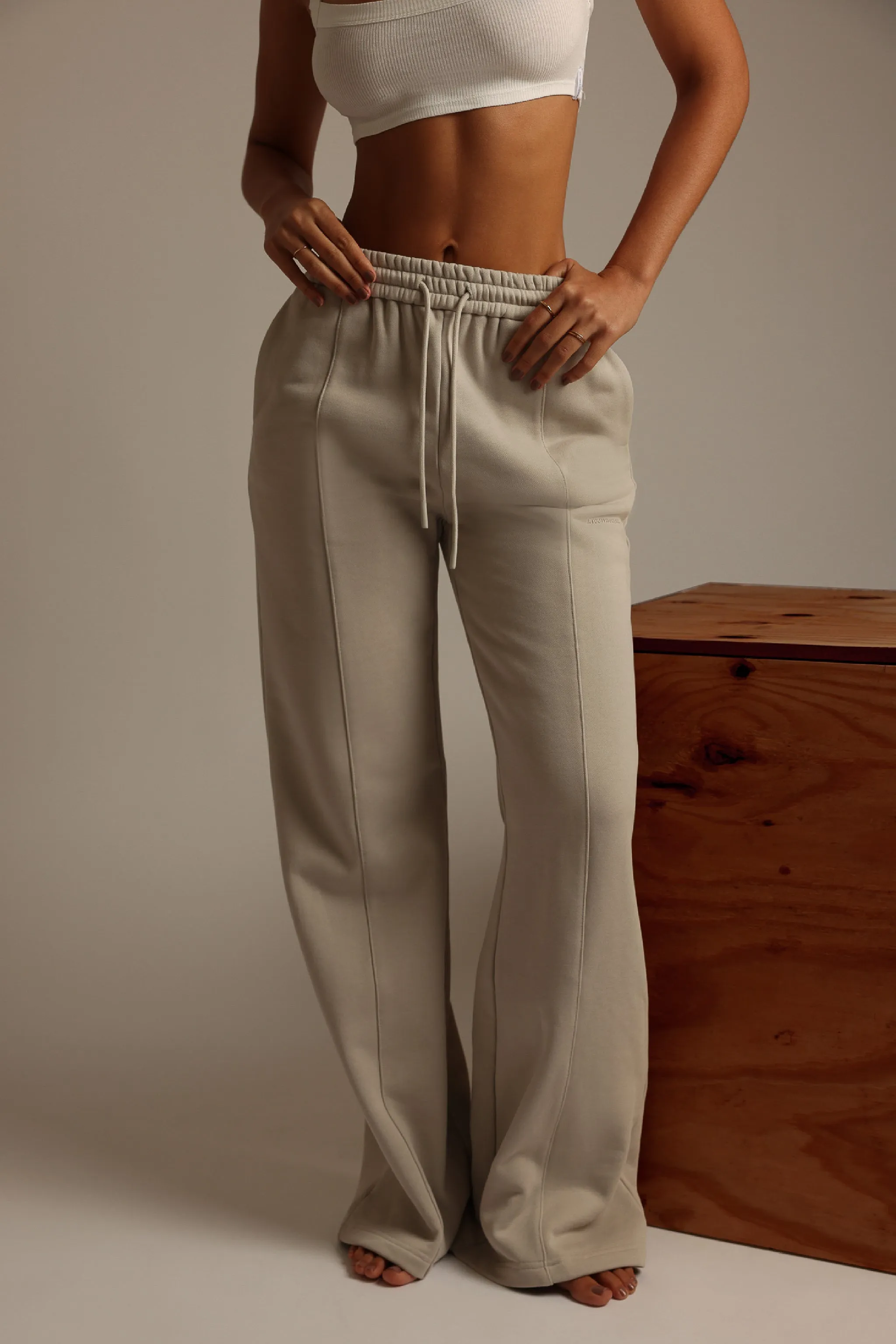 Structured Wide Leg Sweatpants - Buttercream sold by My outfit online