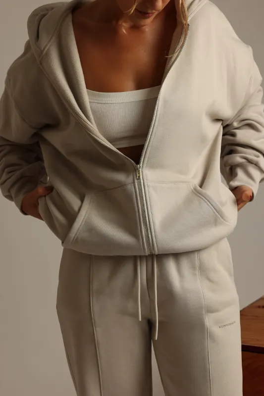 Boyfriend Zip-Up Hoodie - Buttercream sold by My outfit online
