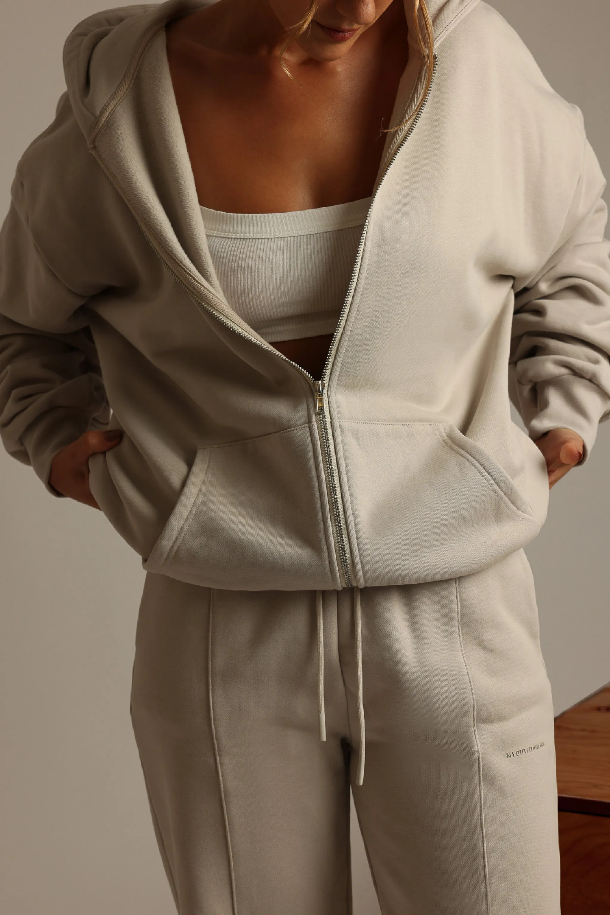 Boyfriend Zip-Up Hoodie - Buttercream sold by My outfit online