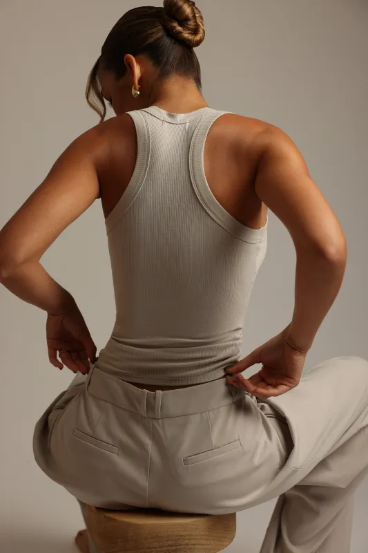 T-Shape Micro-Ribbed Tank Top - Buttercream sold by My outfit online