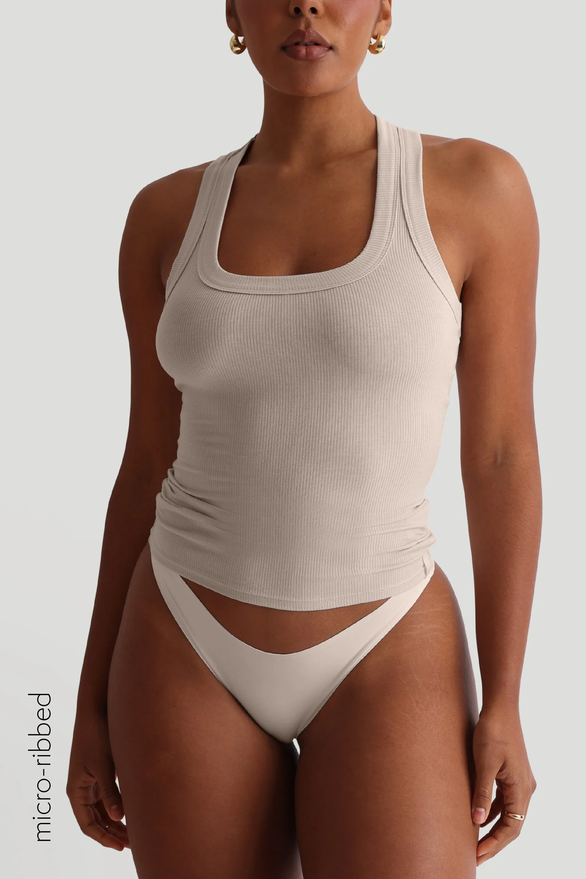 T-Shape Micro-Ribbed Tank Top - Buttercream sold by My outfit online product image thumbnail 3
