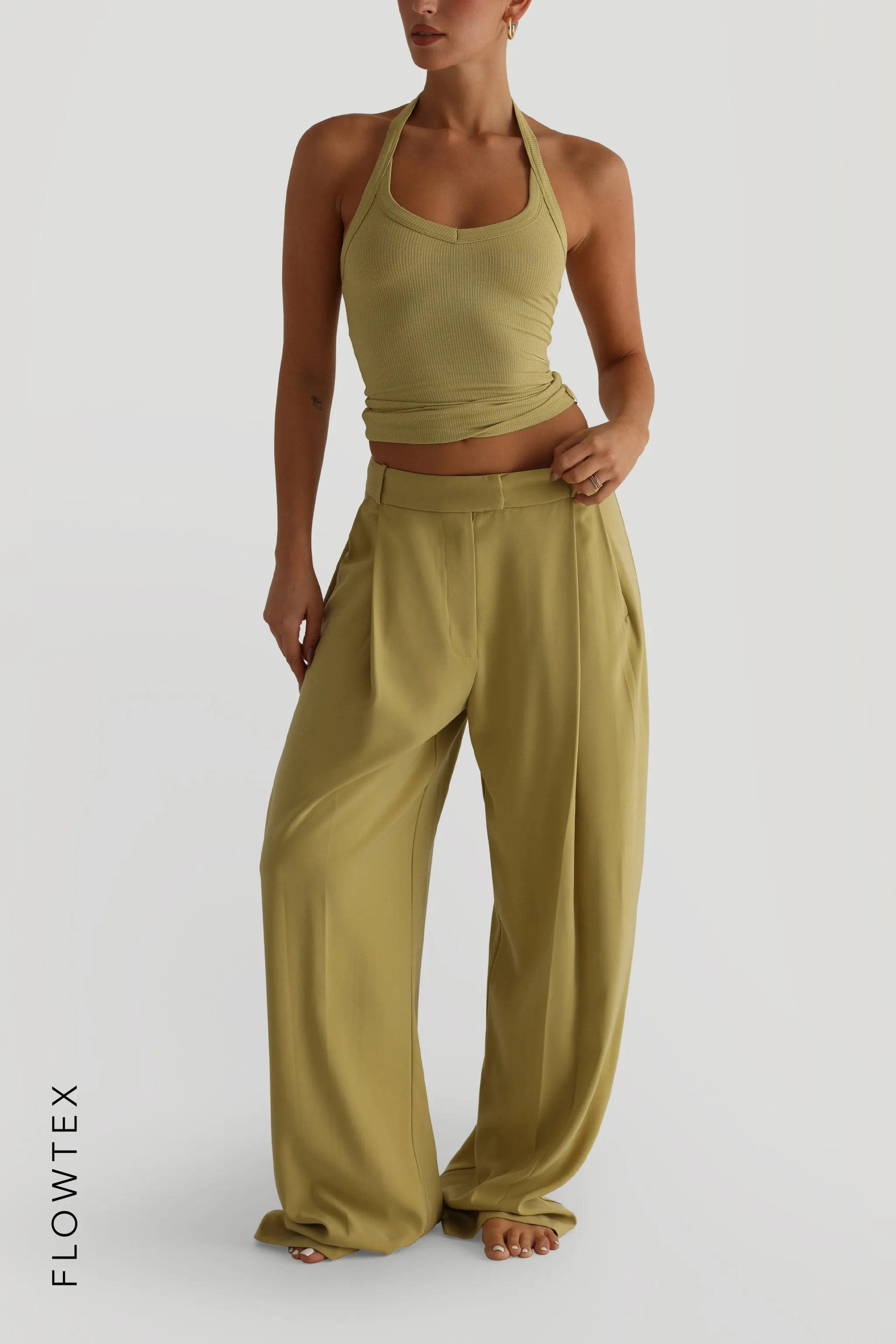 The Ivy Wide-Leg Trousers - Golden Olive sold by My outfit online product image thumbnail 2