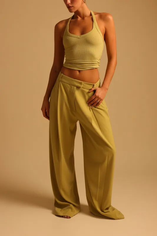 The Ivy Wide-Leg Trousers - Golden Olive sold by My outfit online