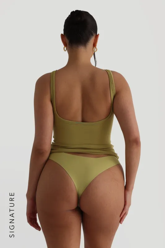 Boat Neck Sleeveless Tank Top - Golden Olive sold by My outfit online