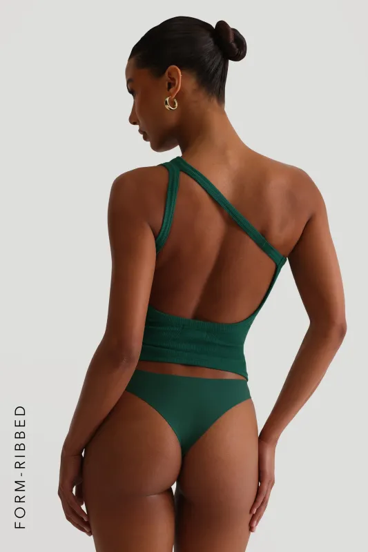Form-Ribbed One-Shoulder Open-Back Top - Cucumber sold by My outfit online