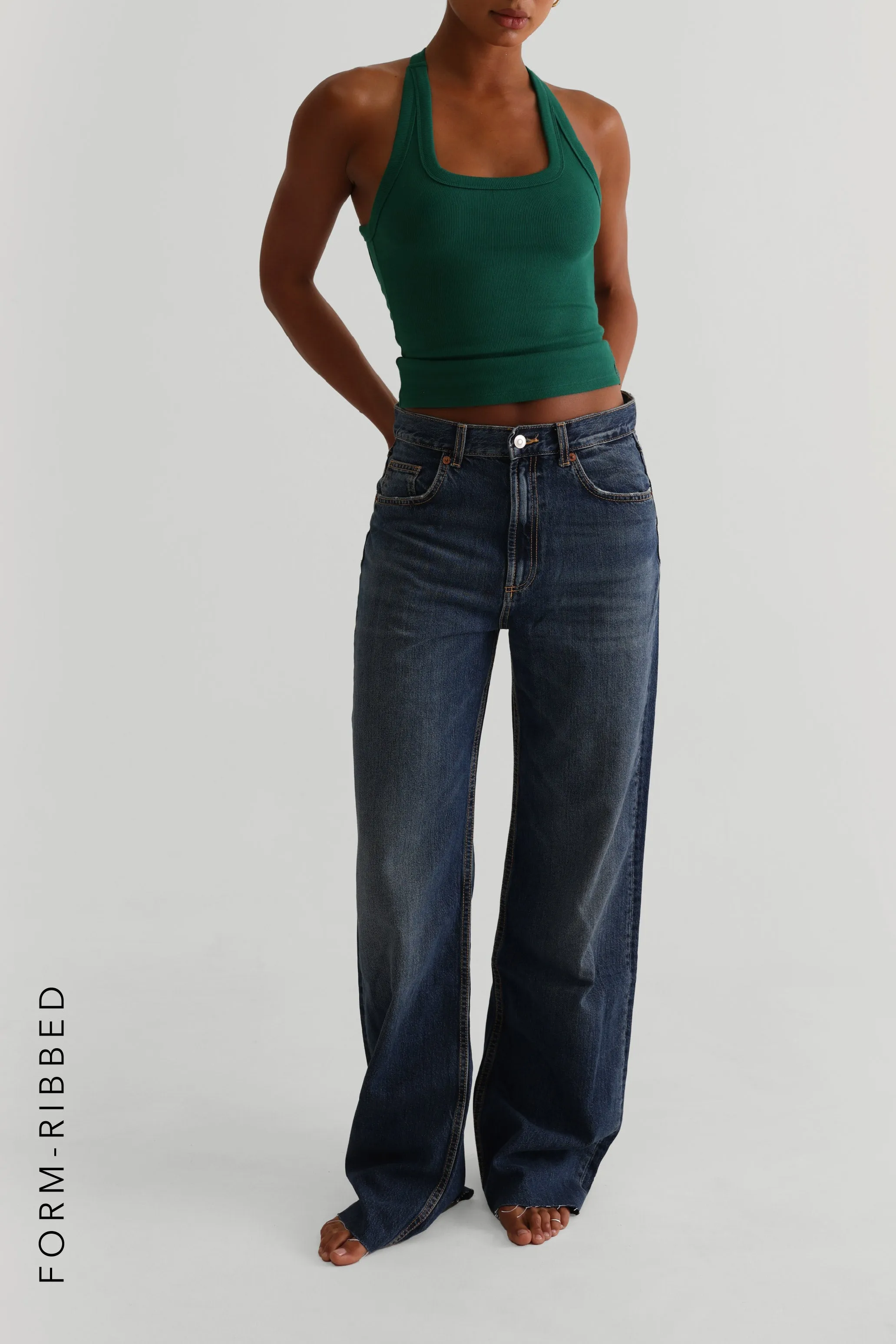 Form-Ribbed Split-Back Tank Top - Cucumber sold by My outfit online product image thumbnail 4