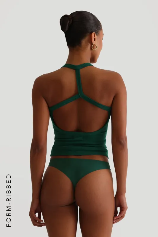 Form-Ribbed Split-Back Tank Top - Cucumber sold by My outfit online