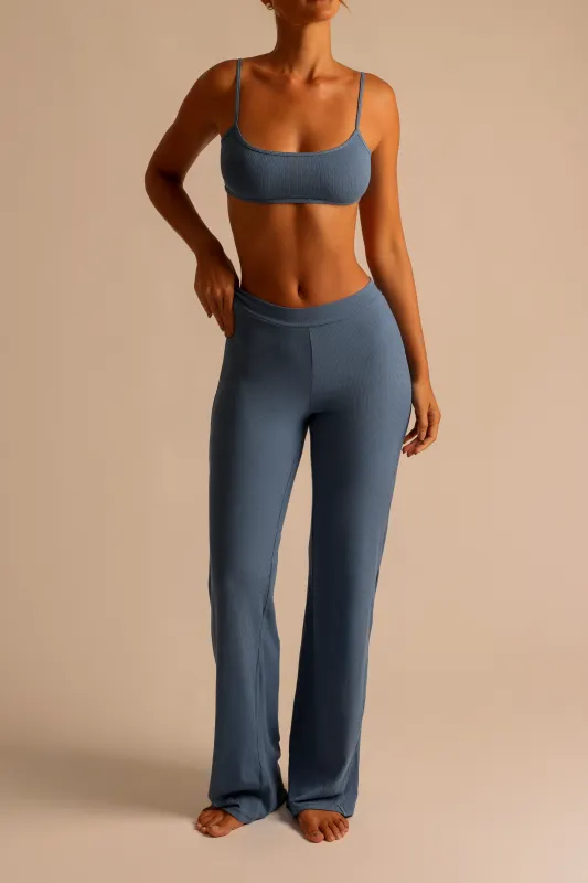 Micro-Ribbed Straight-Leg Pants - Breeze sold by My outfit online