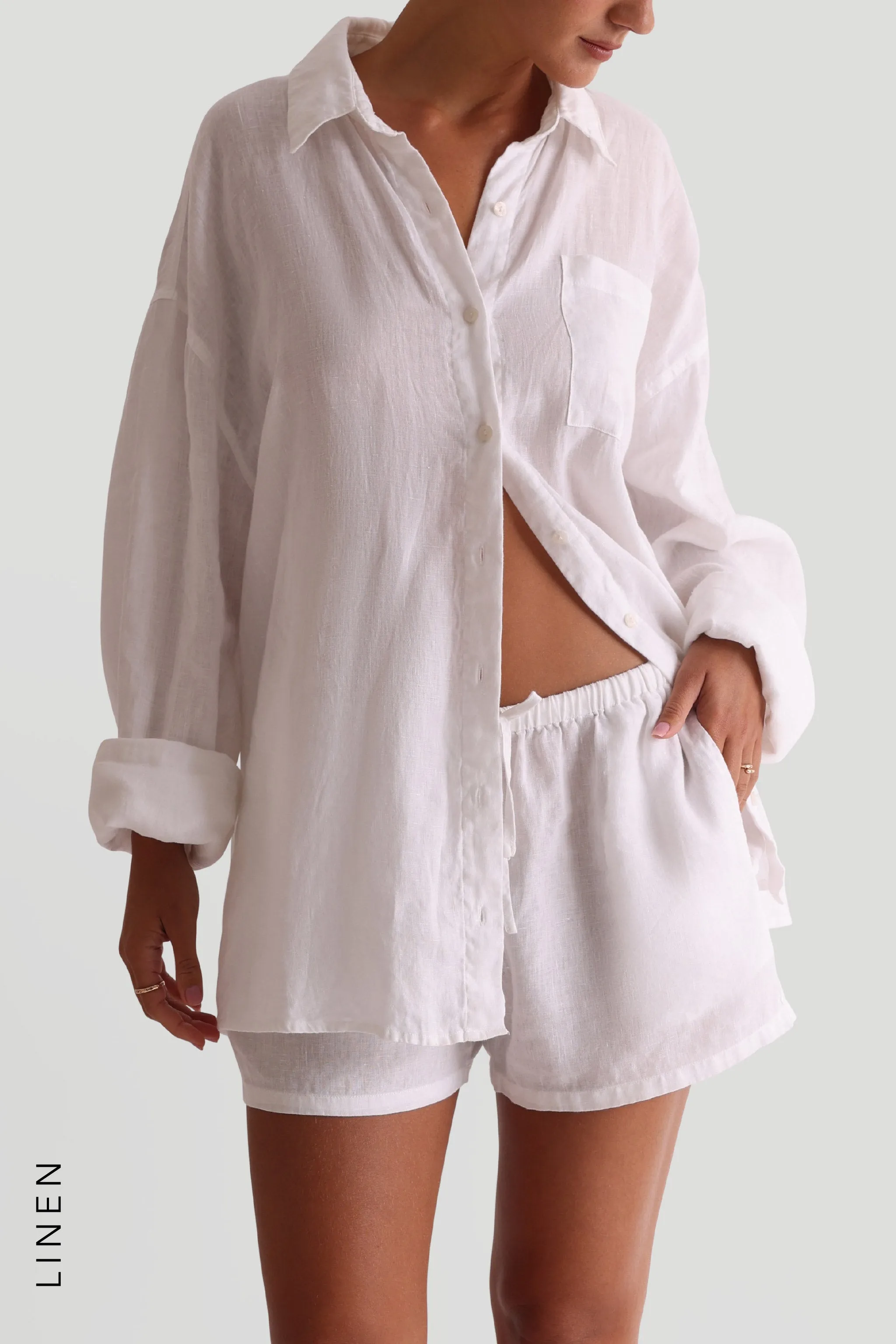 The Oversized Linen Button-Down Top - White sold by My outfit online product image thumbnail 2