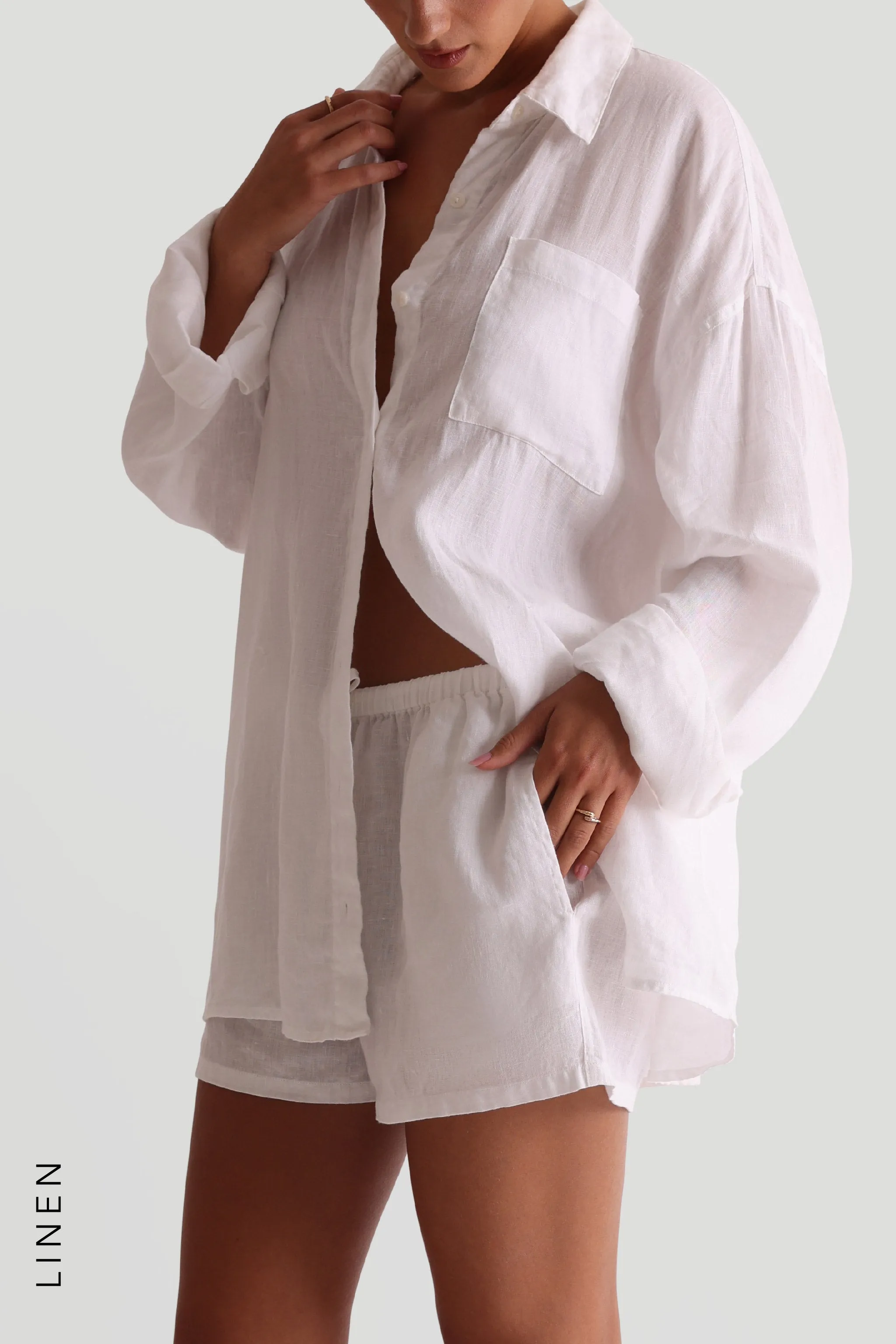 The Oversized Linen Button-Down Top - White sold by My outfit online product image thumbnail 3