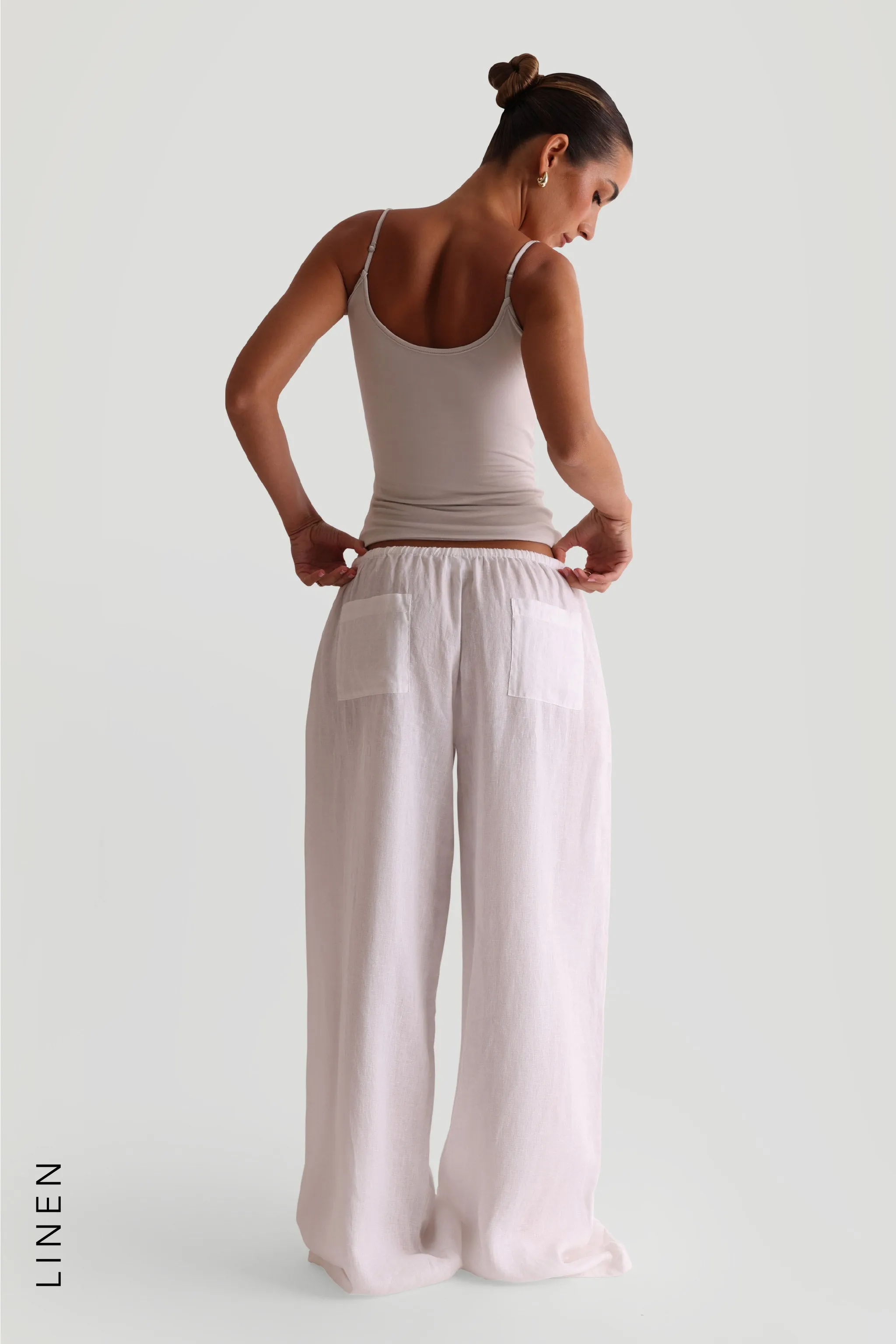 Heritage Linen Wide-Leg Pants - White sold by My outfit online product image thumbnail 4