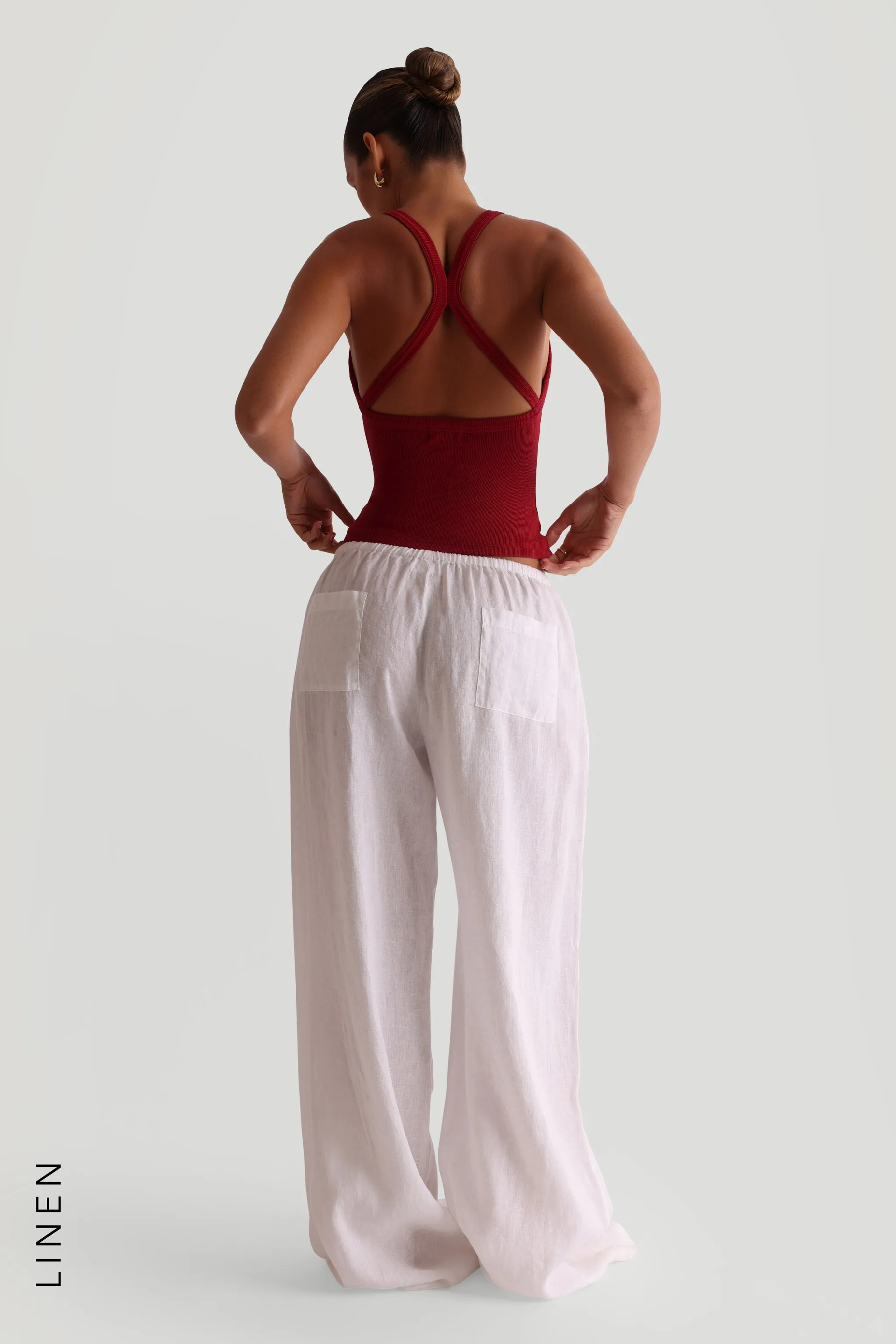 Heritage Linen Wide-Leg Pants - White sold by My outfit online product image thumbnail 2