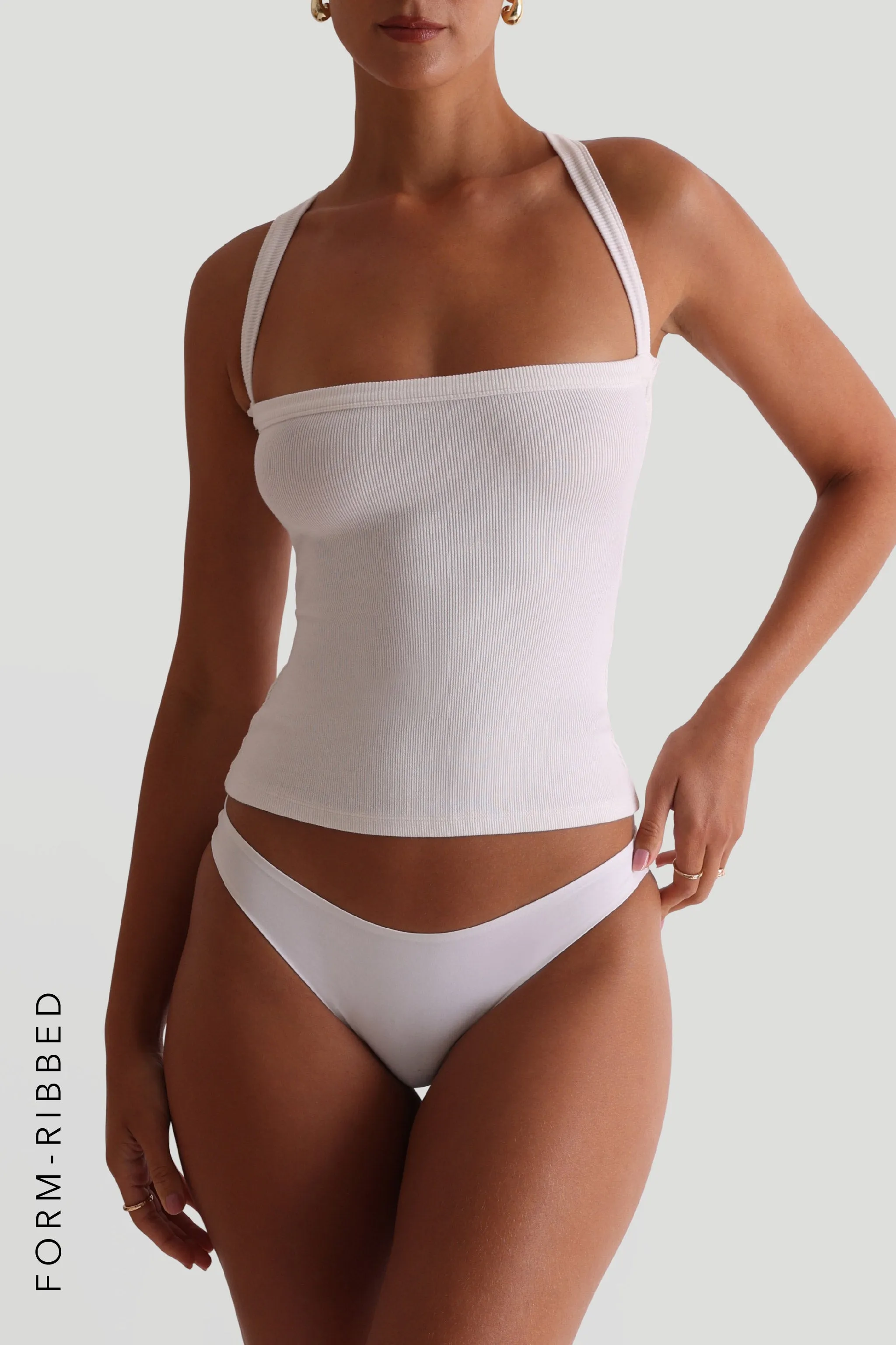 Form-Ribbed Cross-Back Tank Top - White sold by My outfit online product image thumbnail 2