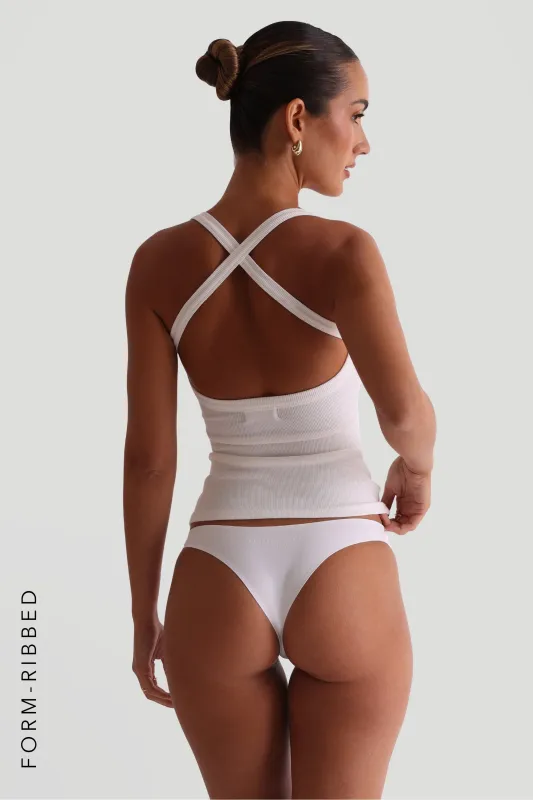 Form-Ribbed Cross-Back Tank Top - White sold by My outfit online