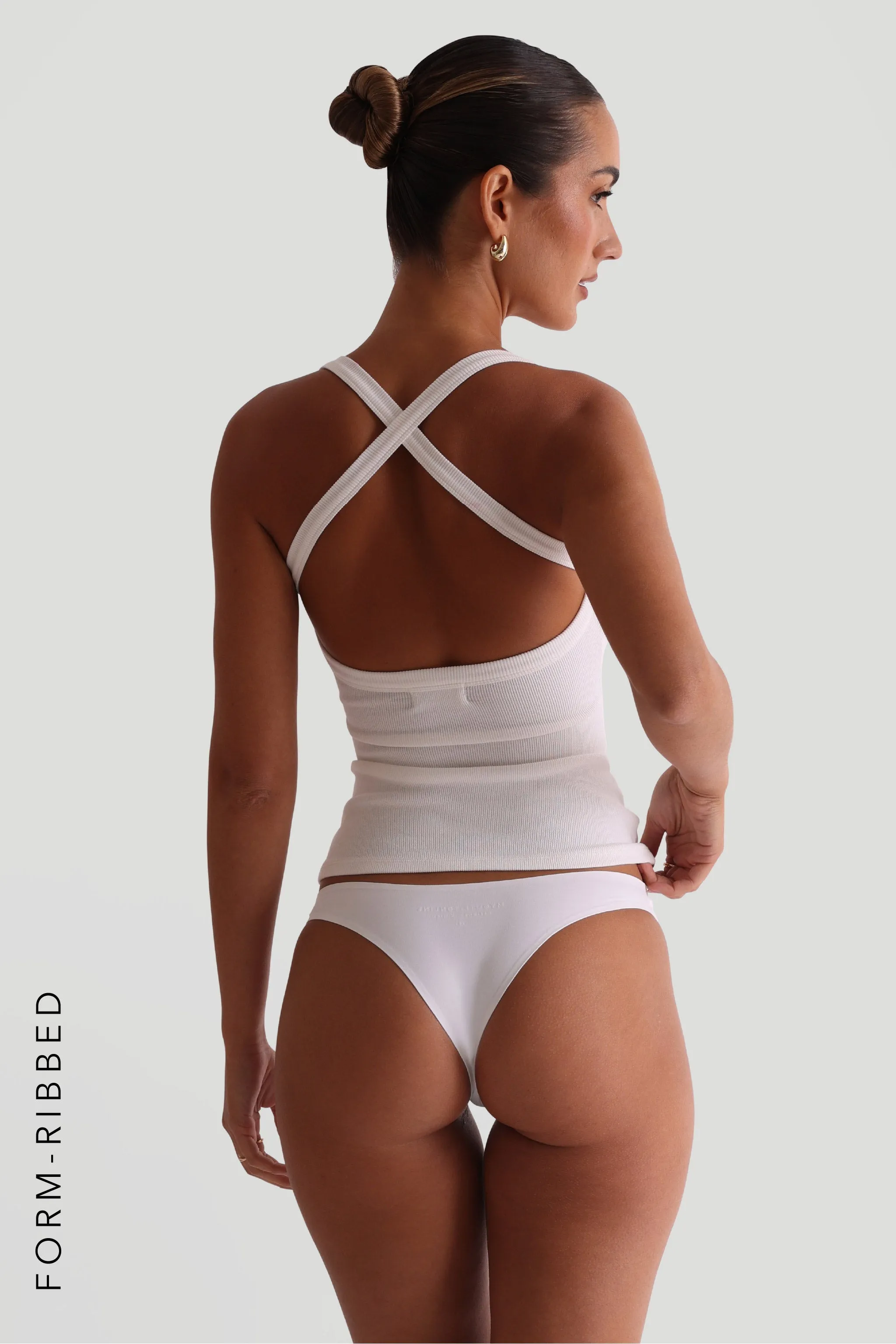 Form-Ribbed Cross-Back Tank Top - White sold by My outfit online