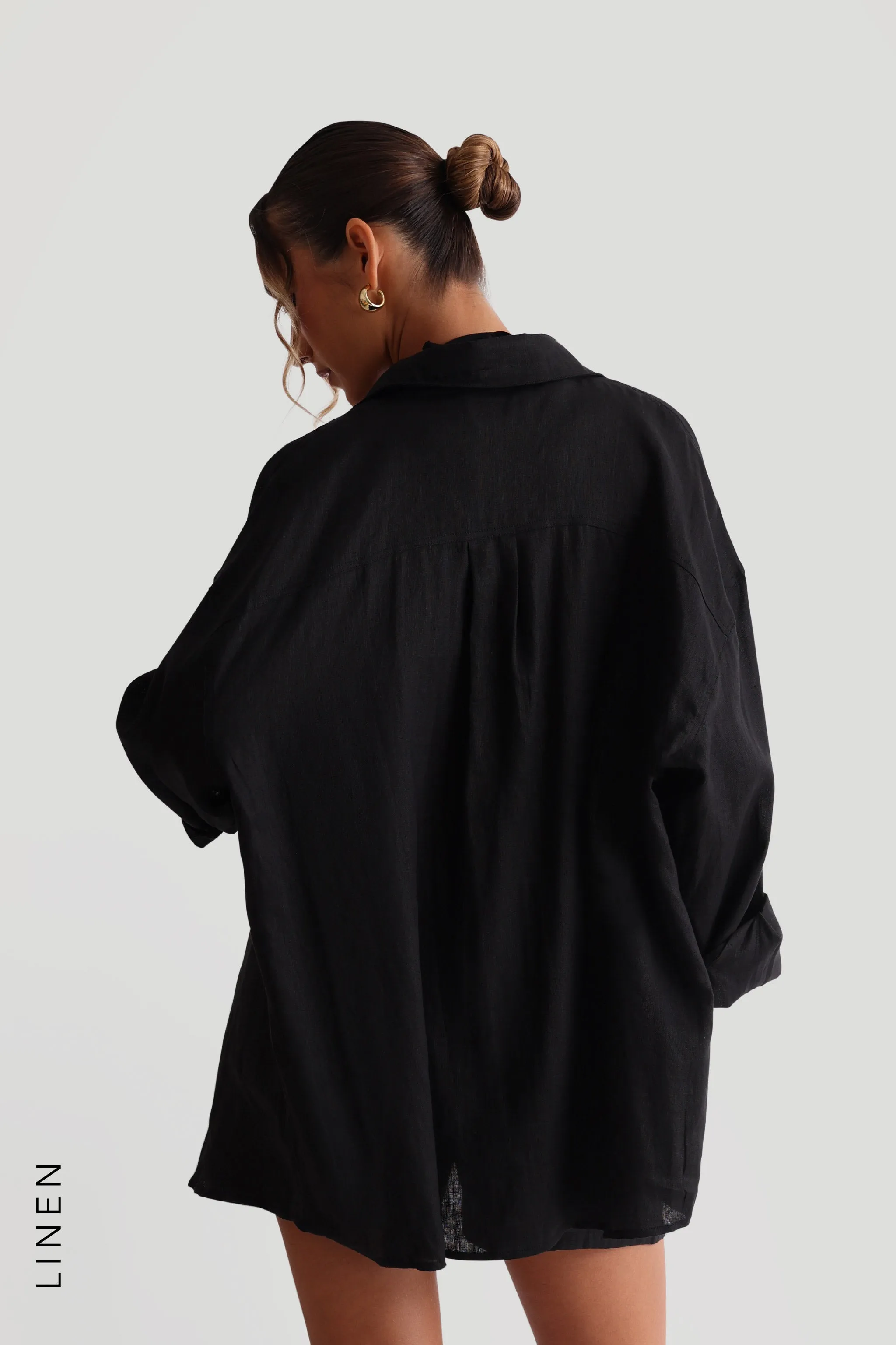 The Oversized Linen Button-Down Top - Black sold by My outfit online product image thumbnail 4