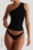 Form-Ribbed One-Shoulder Open-Back Top - Black sold by My outfit online