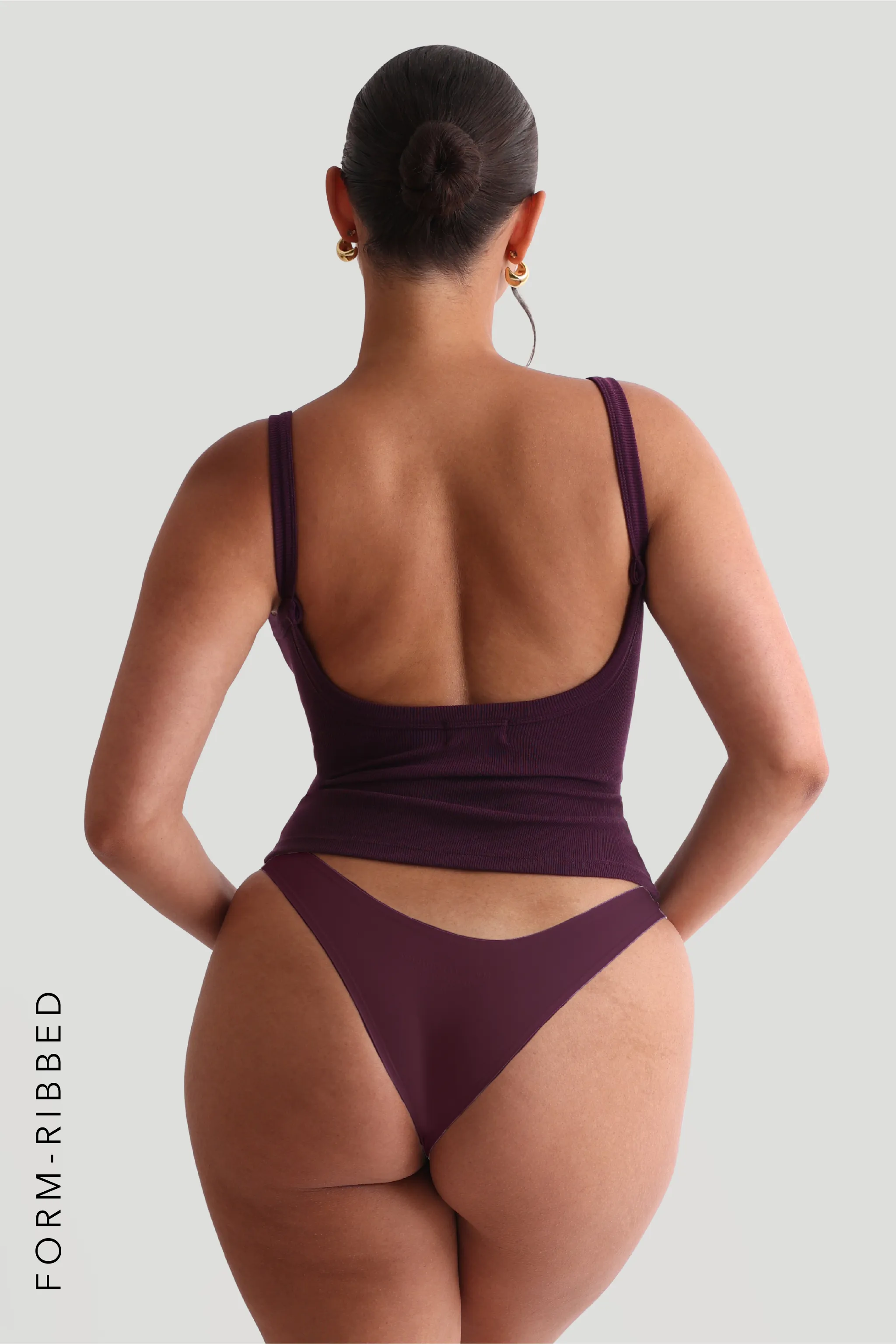 Form-Ribbed Open-Back Tank Top - Grape sold by My outfit online