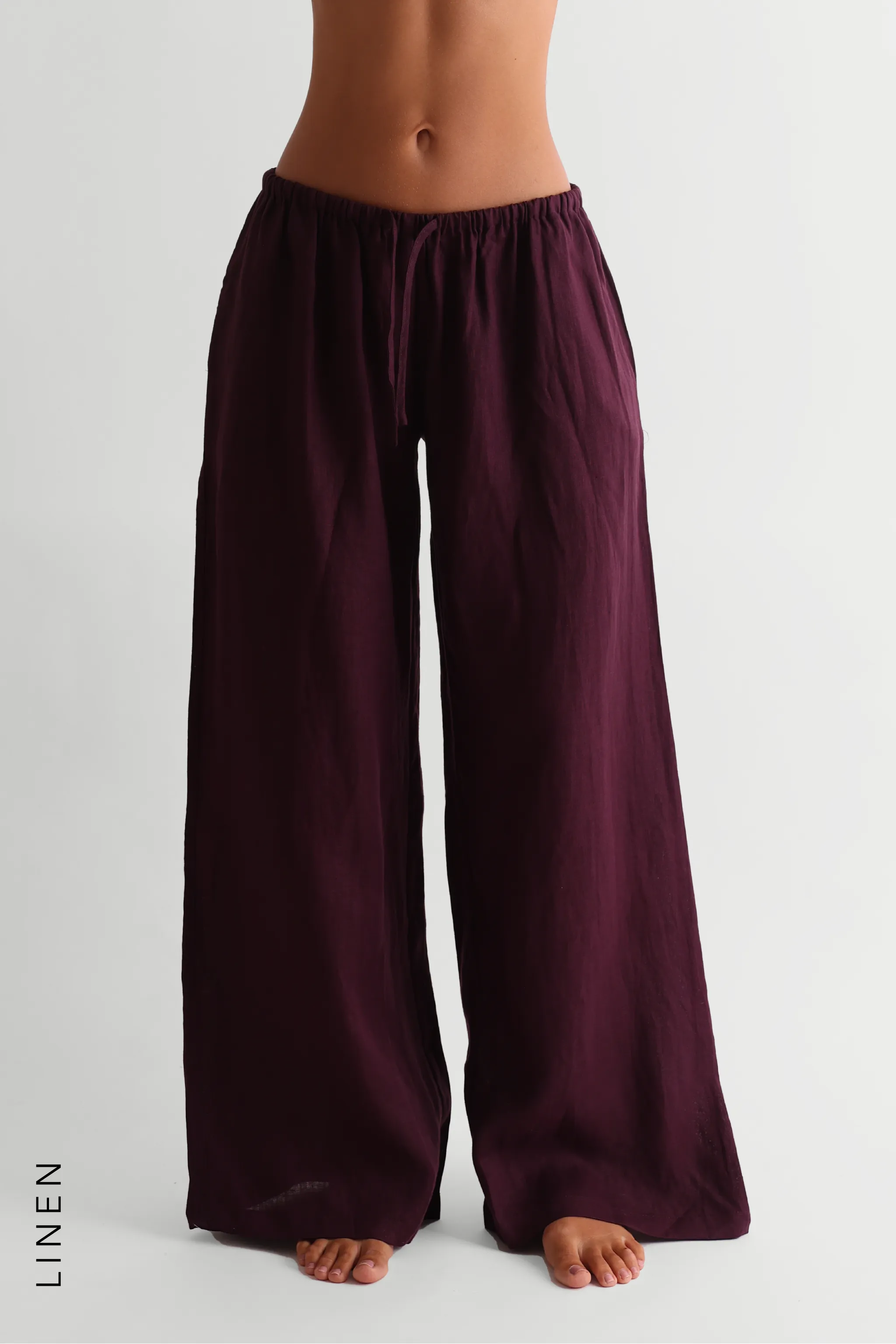 Heritage Linen Wide-Leg Pants - Grape sold by My outfit online product image thumbnail 2