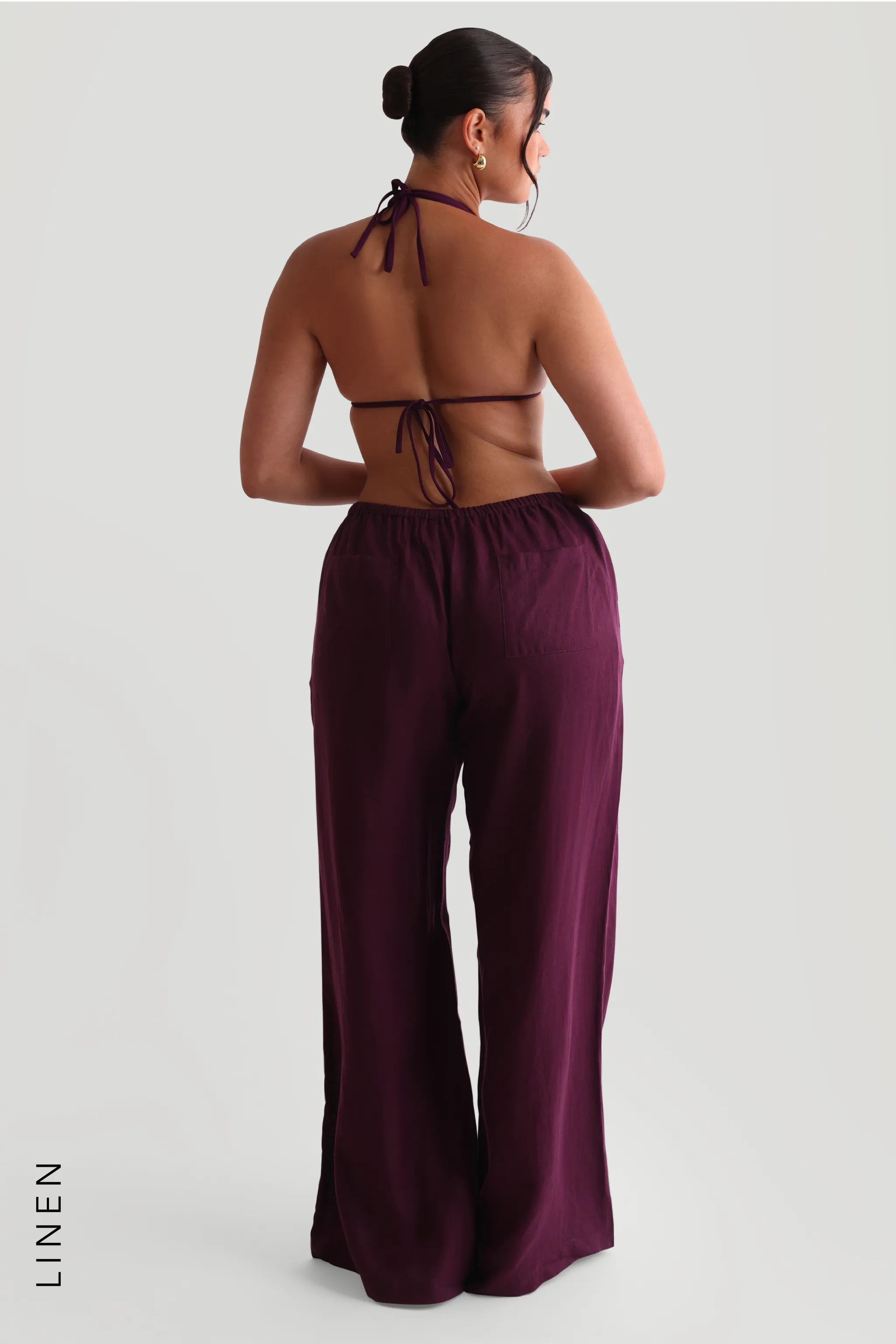 Heritage Linen Wide-Leg Pants - Grape sold by My outfit online product image thumbnail 4
