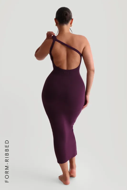 Form-Ribbed One-Shoulder Open-Back Maxi Dress - Grape sold by My outfit online