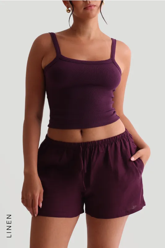 Heritage Linen Shorts - Grape sold by My outfit online