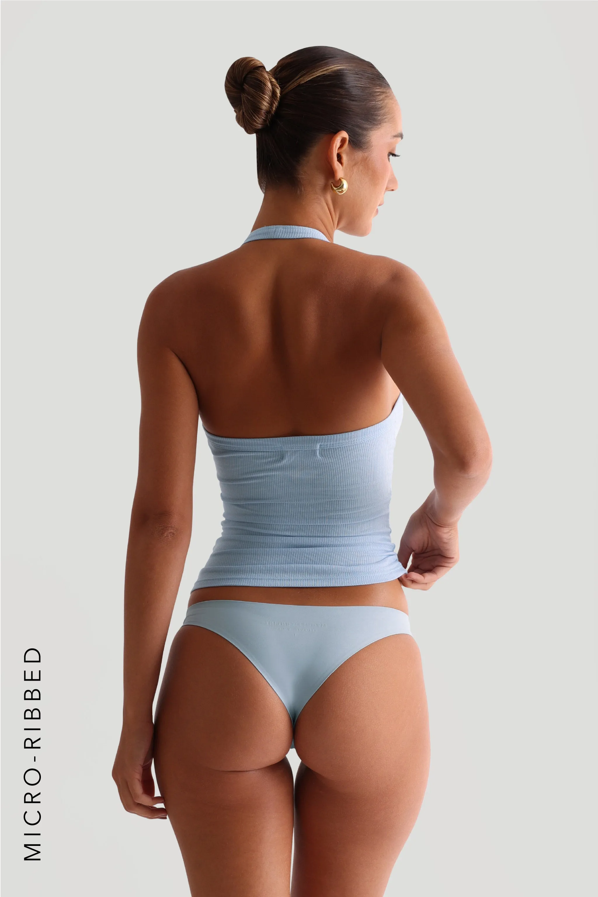 V-Neck Micro-Ribbed Halter Top - Celeste sold by My outfit online product image thumbnail 3