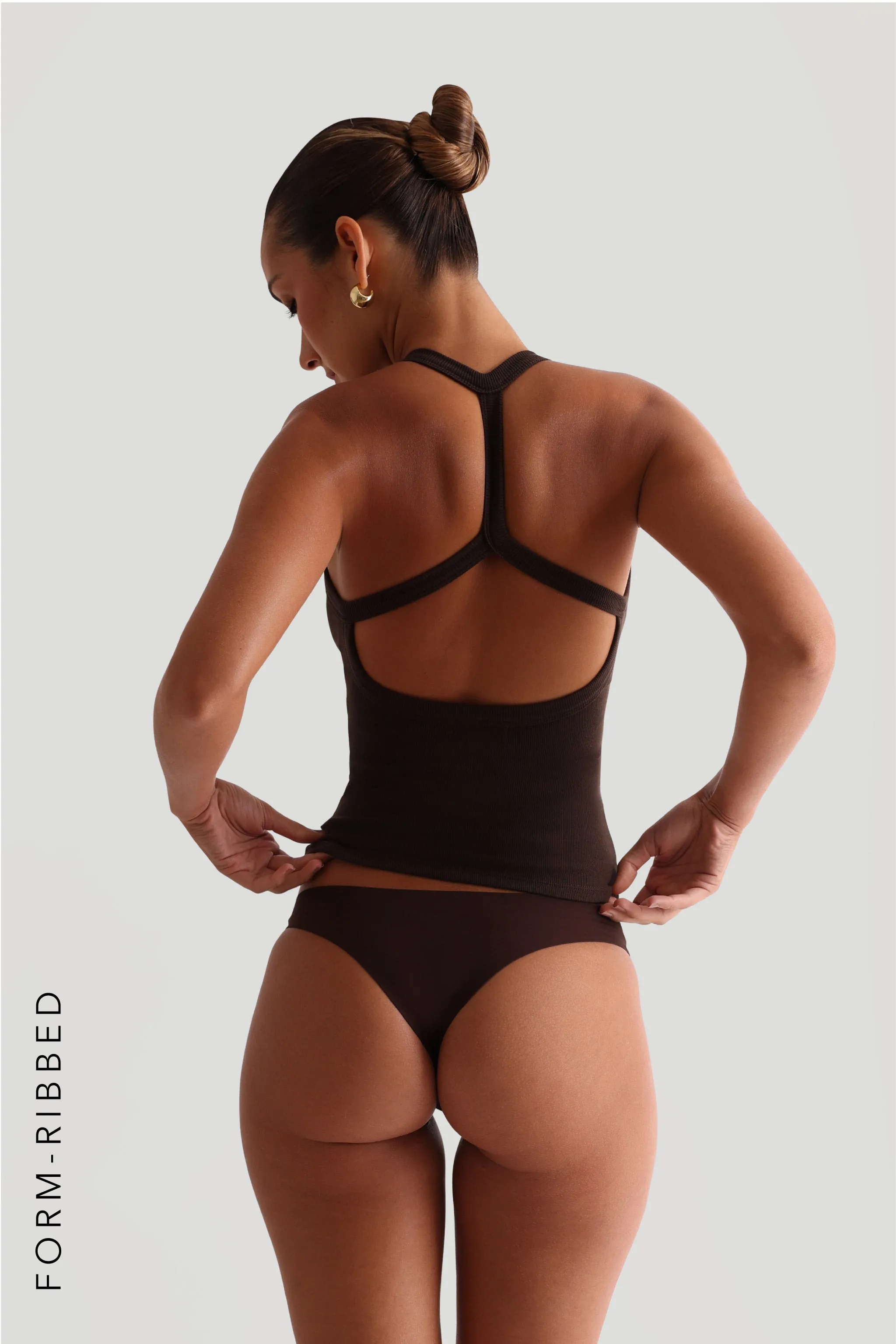 Form-Ribbed Split-Back Tank Top - Terra sold by My outfit online