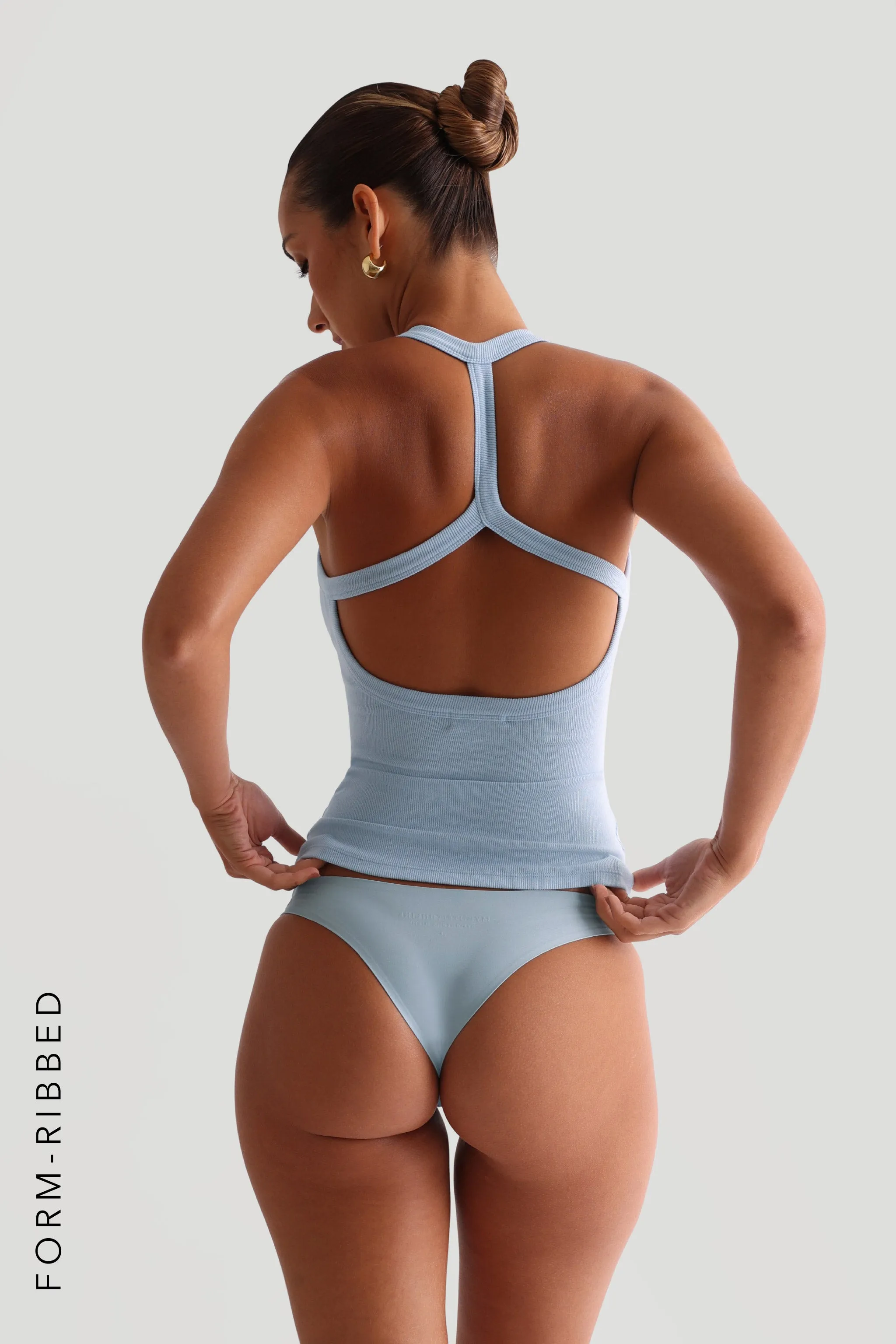 Form-Ribbed Split-Back Tank Top - Celeste sold by My outfit online