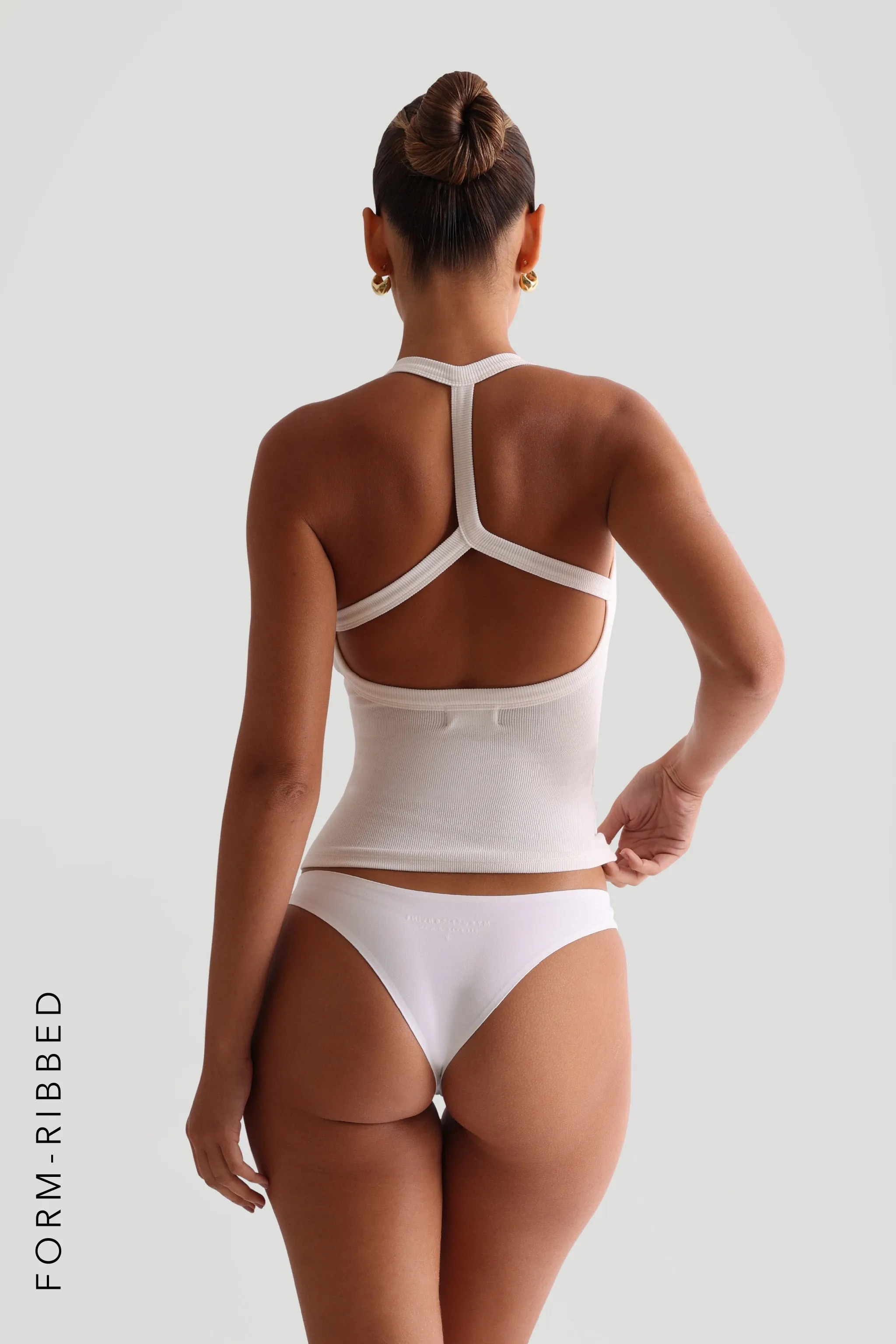 Form-Ribbed Split-Back Tank Top - White sold by My outfit online