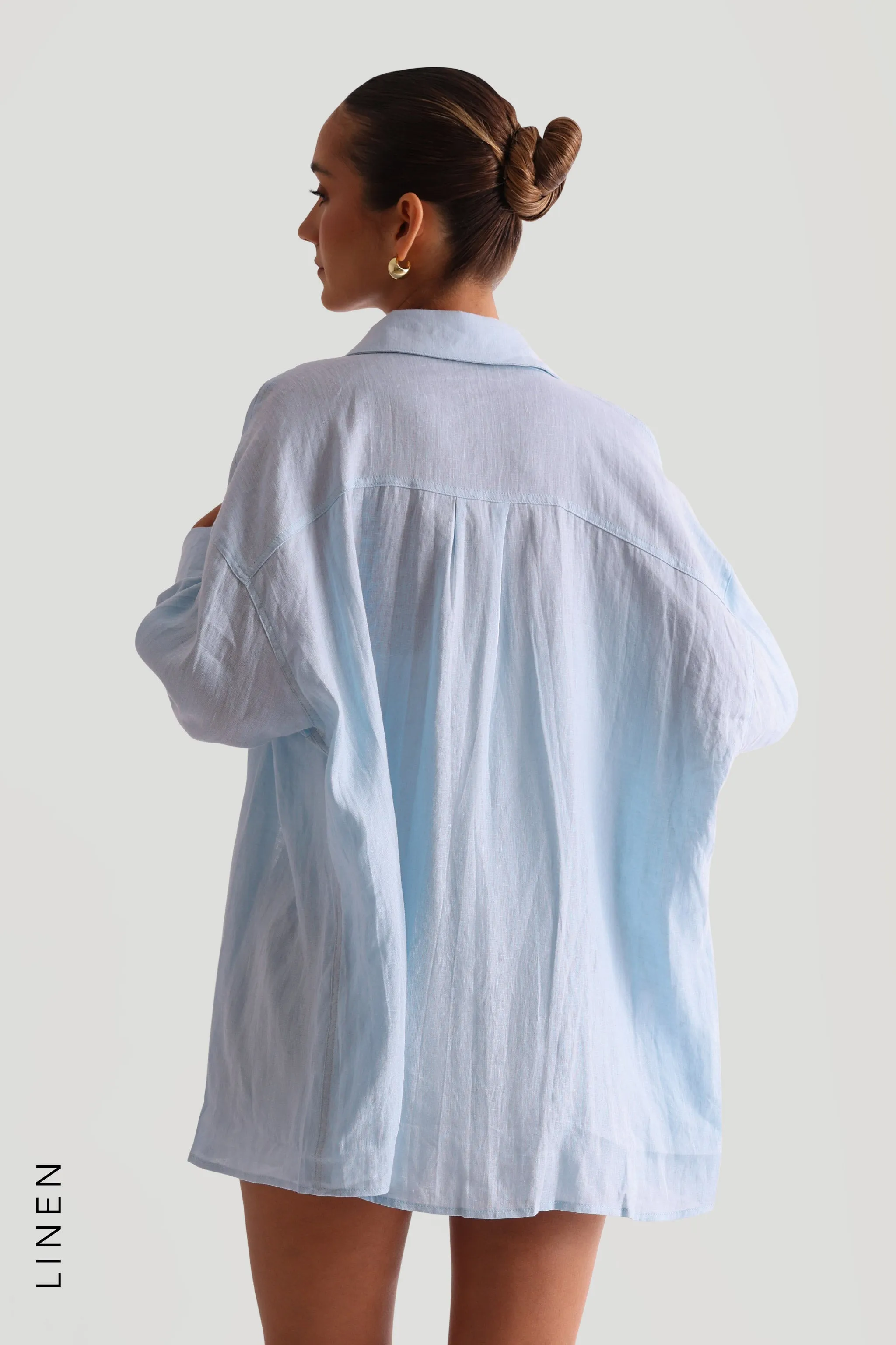 The Oversized Linen Button-Down Top - Celeste sold by My outfit online product image thumbnail 3