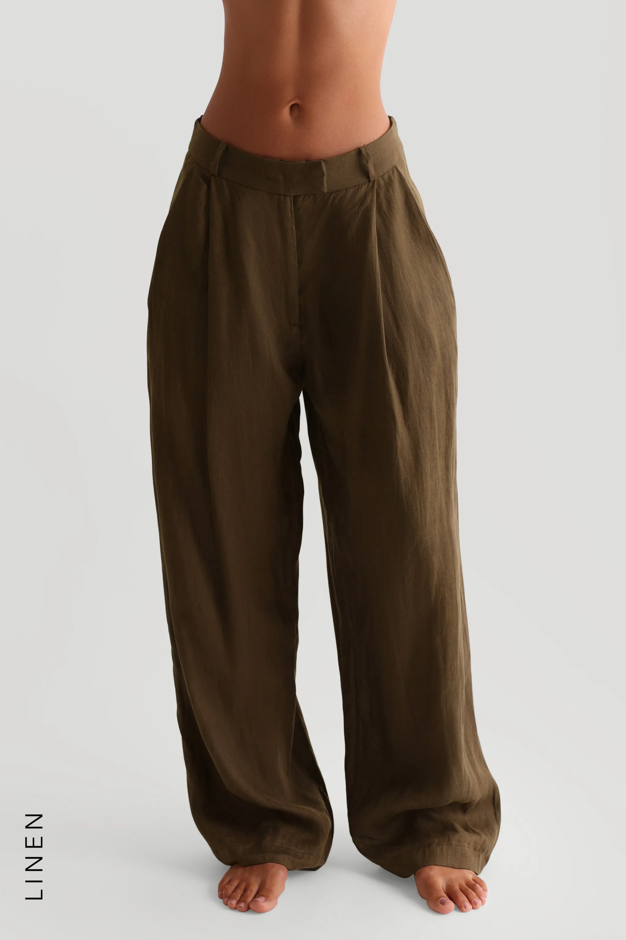 The Ivy Wide-Leg Linen Trousers - Terra sold by My outfit online product image thumbnail 3