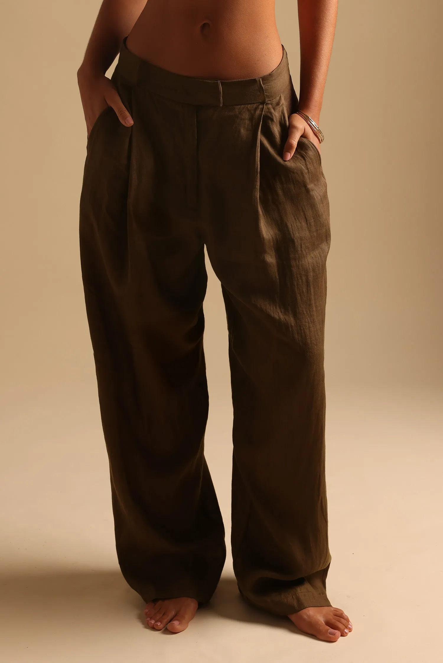 The Ivy Wide-Leg Linen Trousers - Terra sold by My outfit online