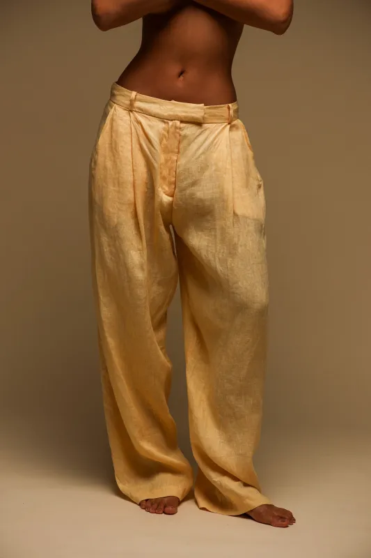 The Ivy Wide-Leg Linen Trousers - Mango Creme sold by My outfit online