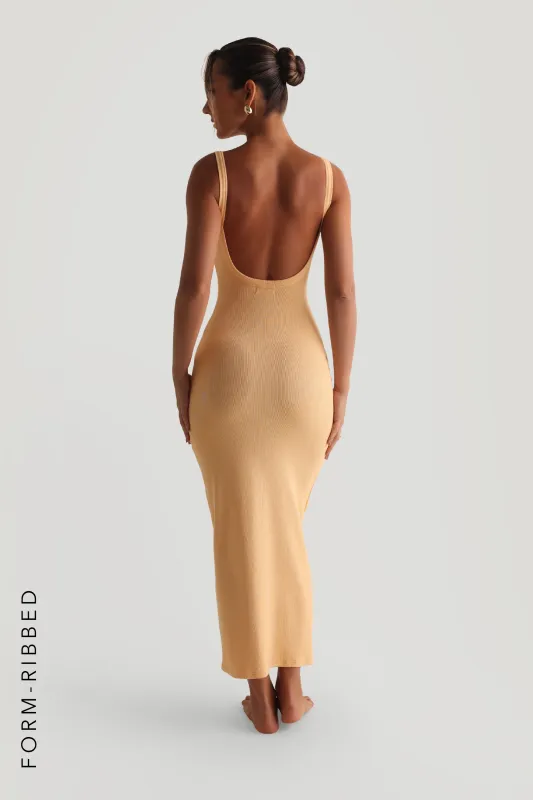 Form-Ribbed Open-Back Maxi Dress - Honeypeach sold by My outfit online