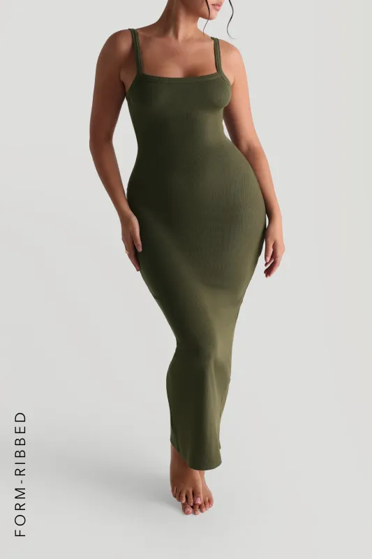 Form-Ribbed Open-Back Maxi Dress - Cypress sold by My outfit online