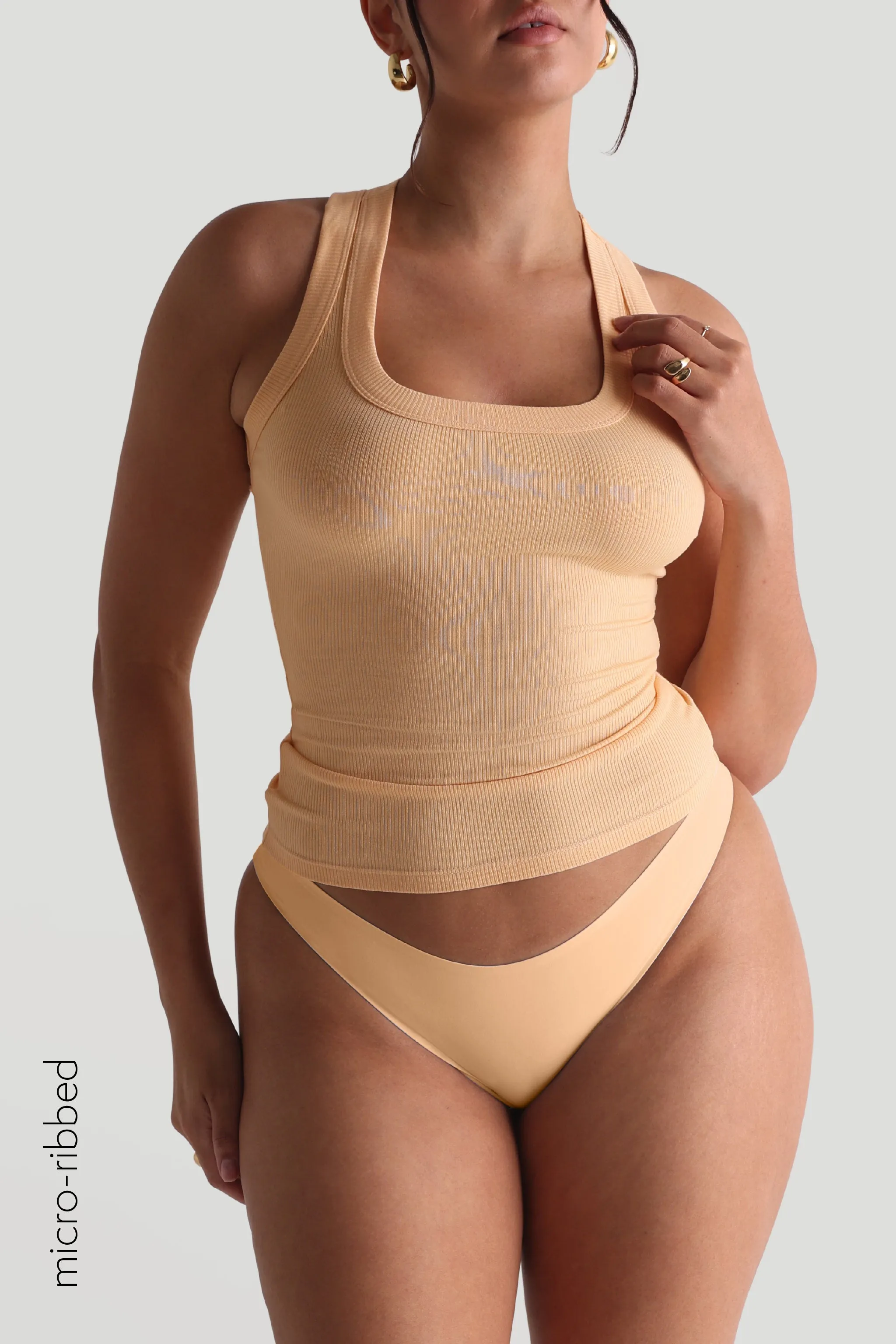 T-Shape Micro-Ribbed Tank Top - Honeypeach sold by My outfit online