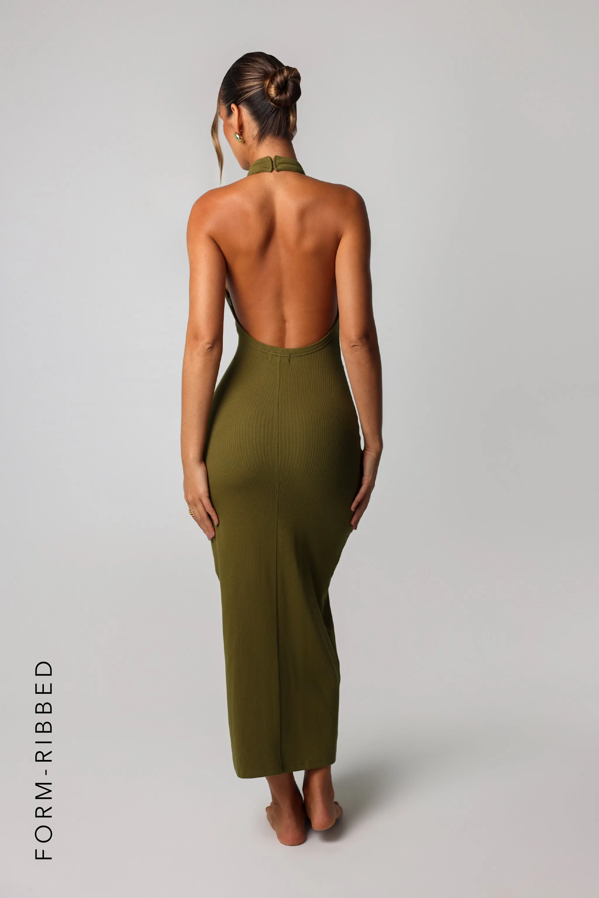 Form-Ribbed High Neck Maxi Dress - Olive sold by My outfit online product image thumbnail 4