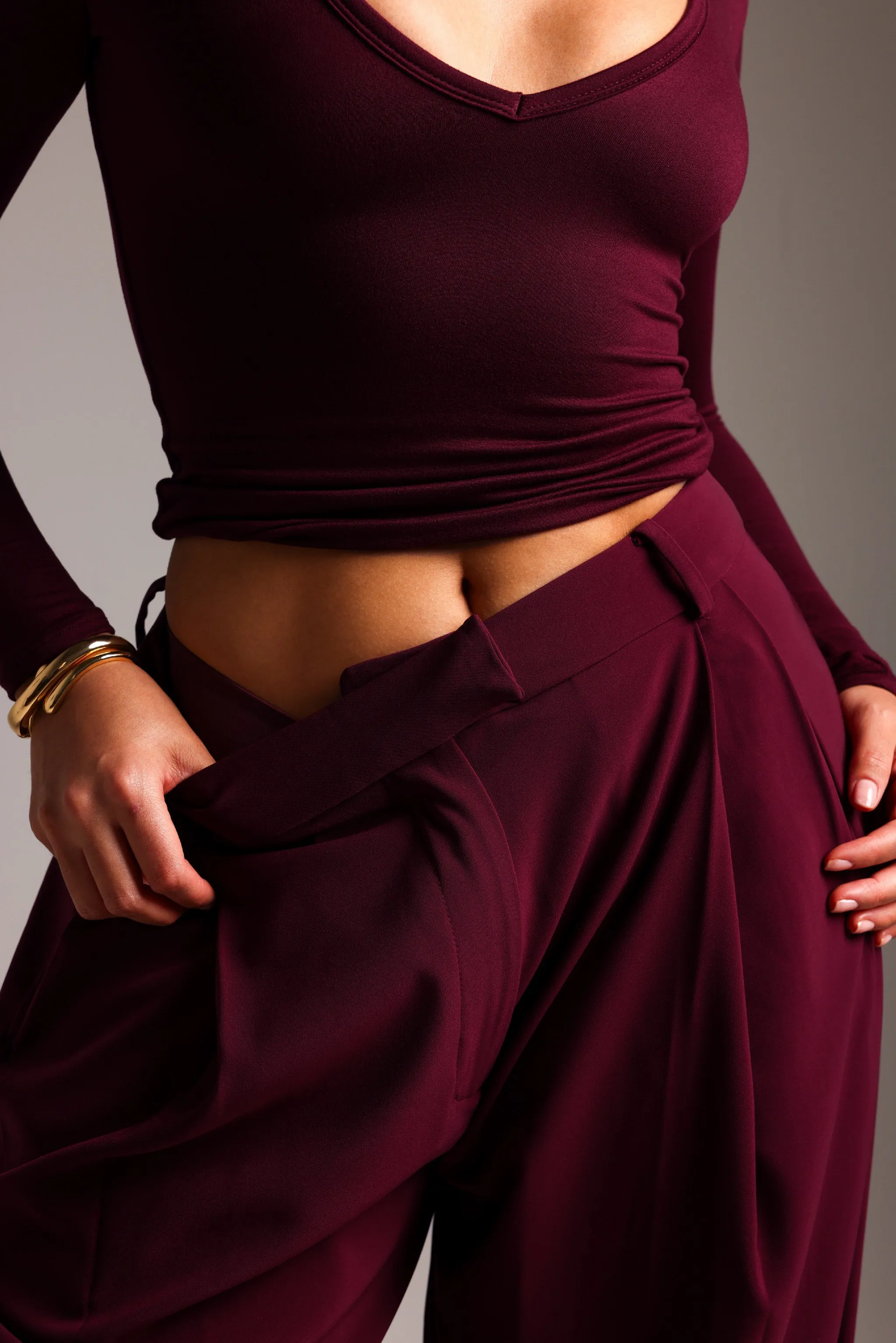 The Ivy Wide-Leg Trousers - Black Cherry sold by My outfit online product image thumbnail 2