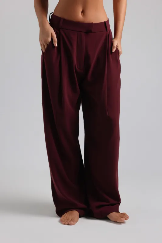 The Ivy Wide-Leg Trousers - Black Cherry sold by My outfit online