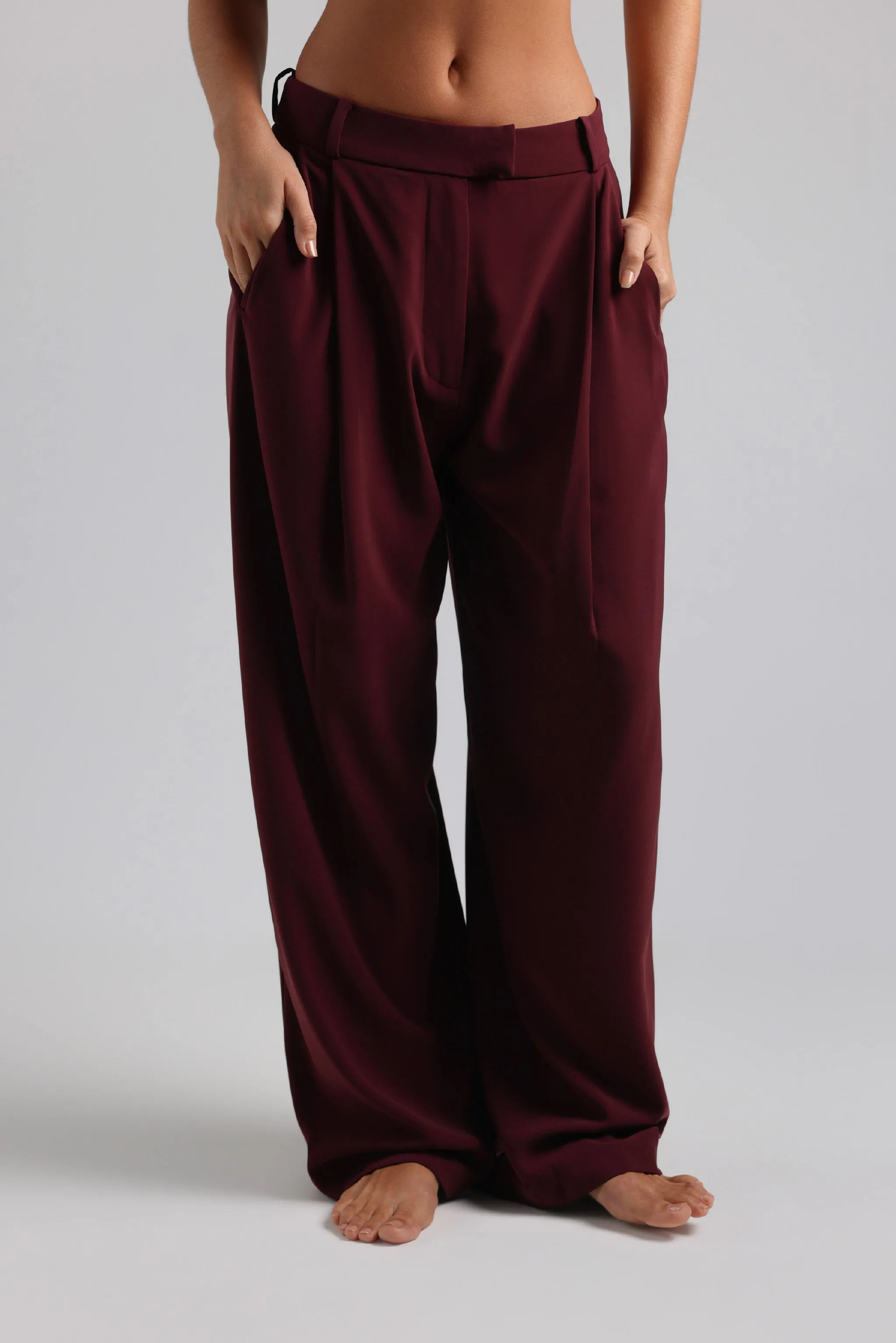 The Ivy Wide-Leg Trousers - Black Cherry sold by My outfit online