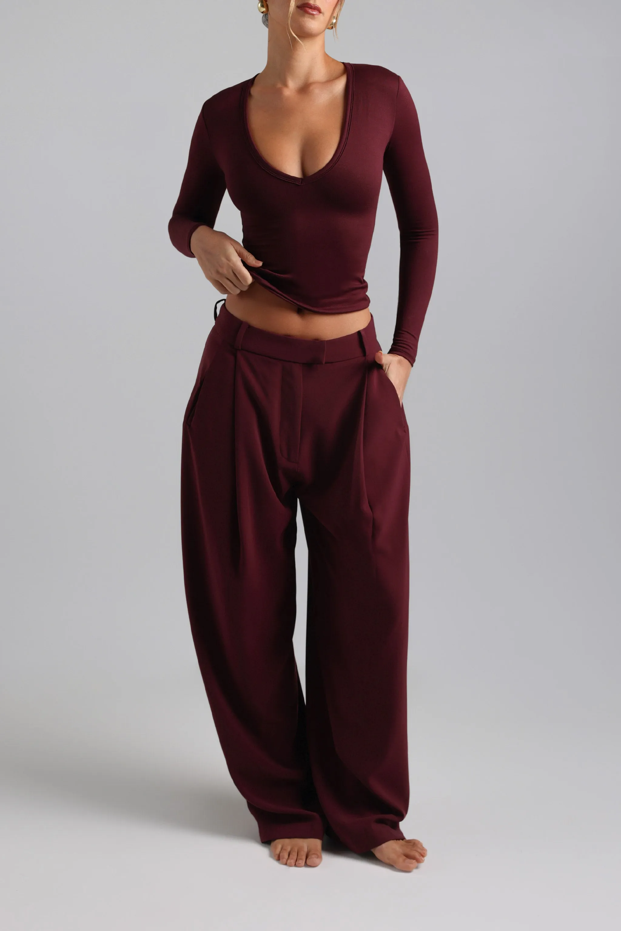The Ivy Wide-Leg Trousers - Black Cherry sold by My outfit online product image thumbnail 3