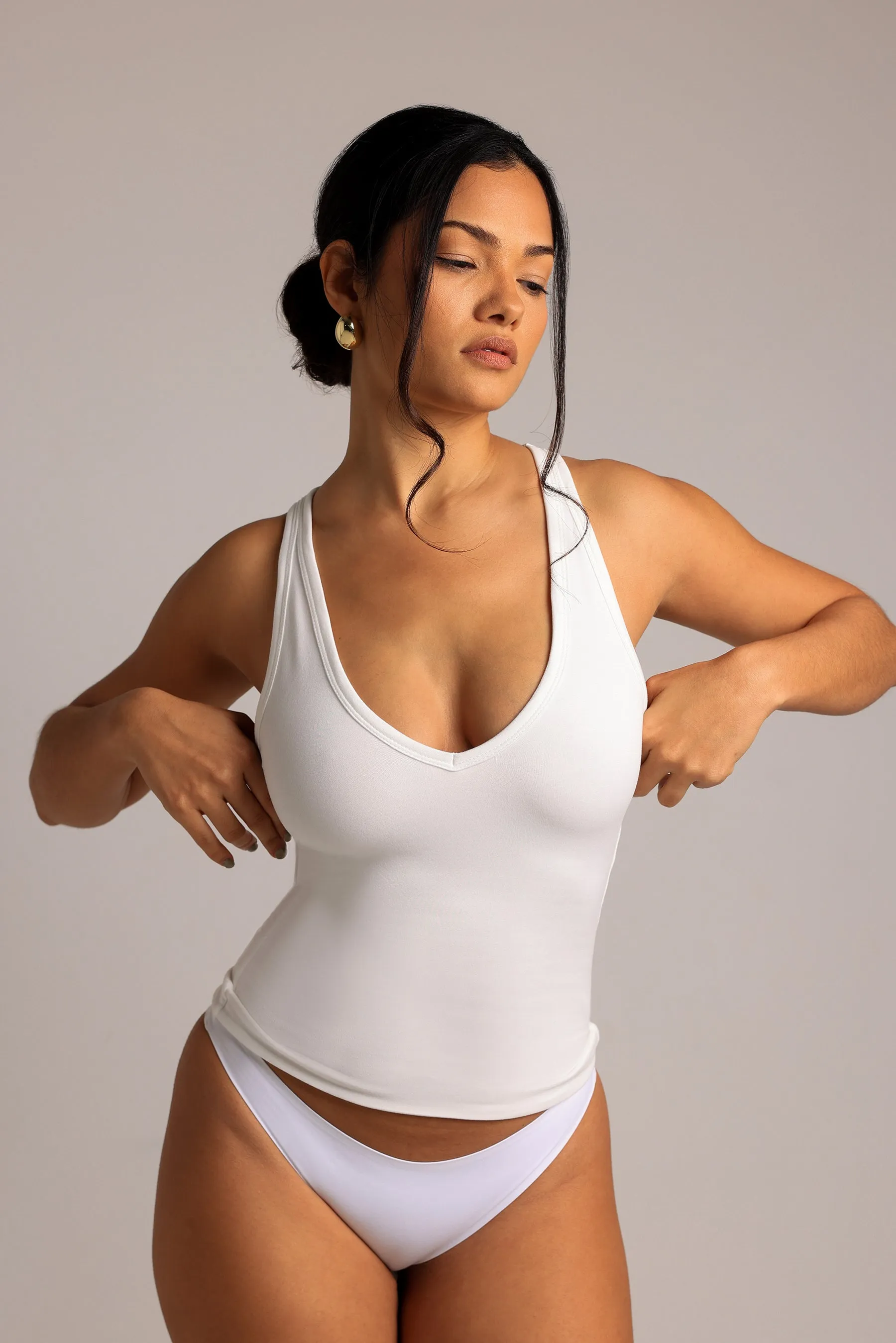 Classic Plunge Tank - White sold by My outfit online product image thumbnail 4