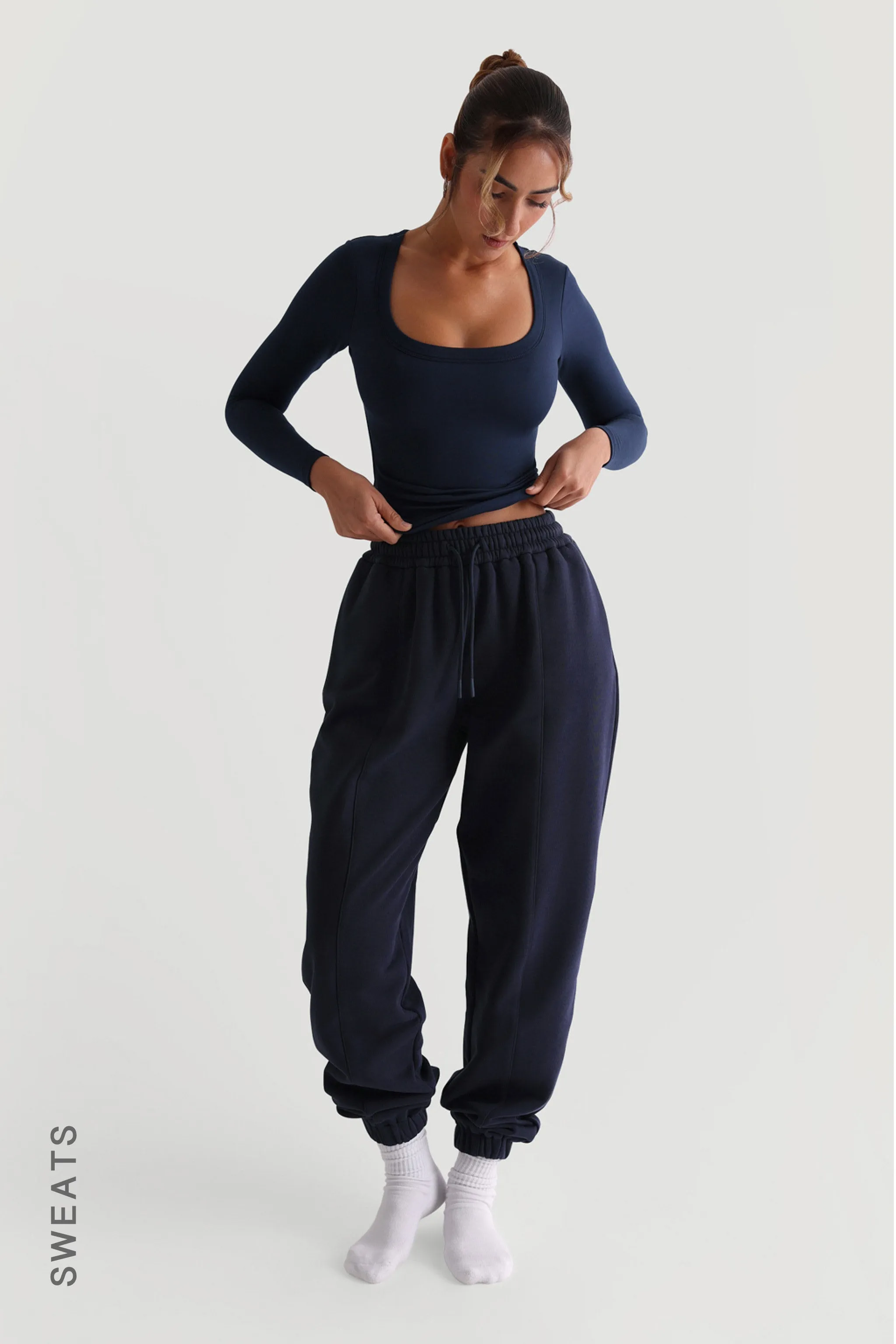 Baggy Fit Structured Sweatpants - Navy sold by My outfit online product image thumbnail 3