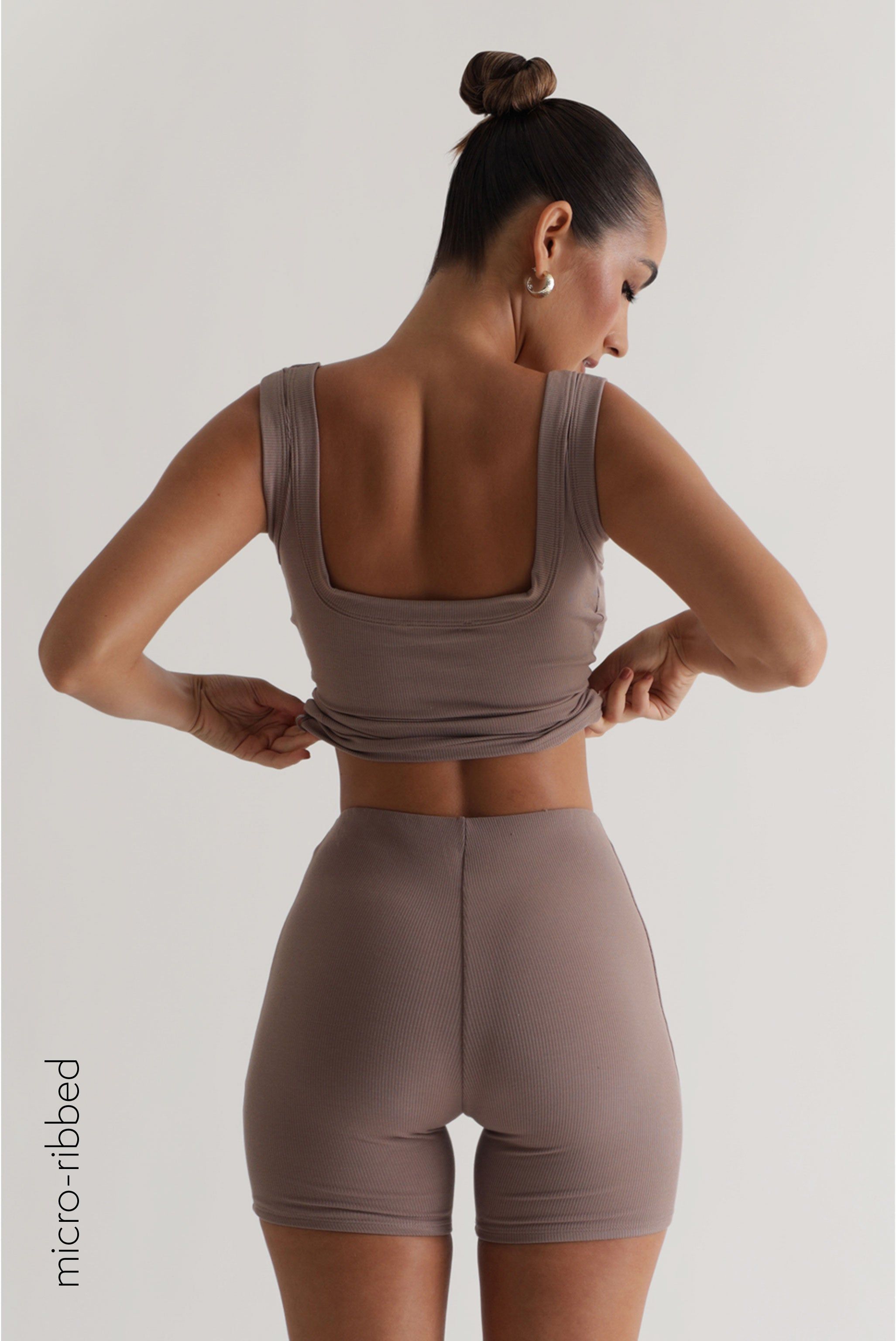 Square Micro-Ribbed Tank Top - Mocha sold by My outfit online product image thumbnail 2