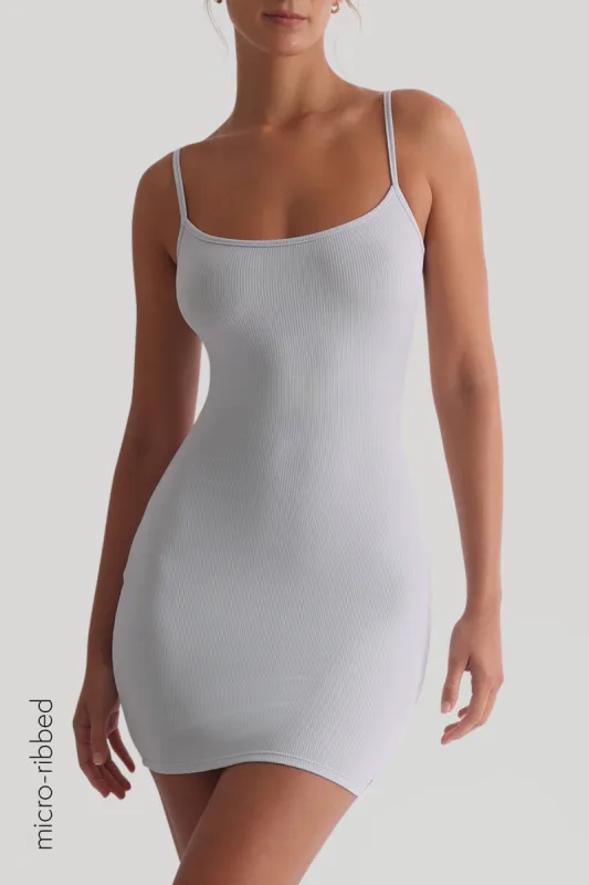 Slip-On Micro-Ribbed Mini Dress - Sky sold by My outfit online