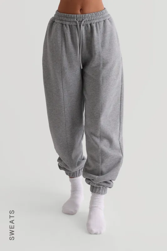 Baggy Fit Structured Sweatpants - Heather Gray sold by My outfit online