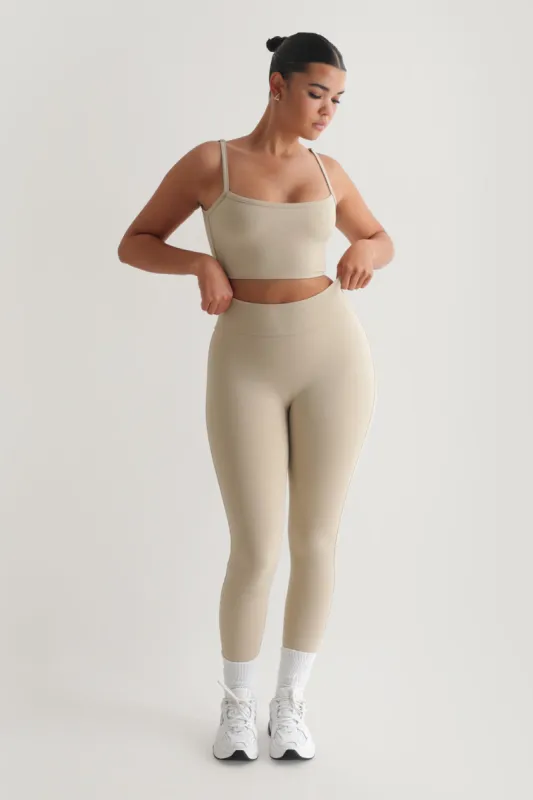 High Waisted Athleisure Leggings - Beige sold by My outfit online