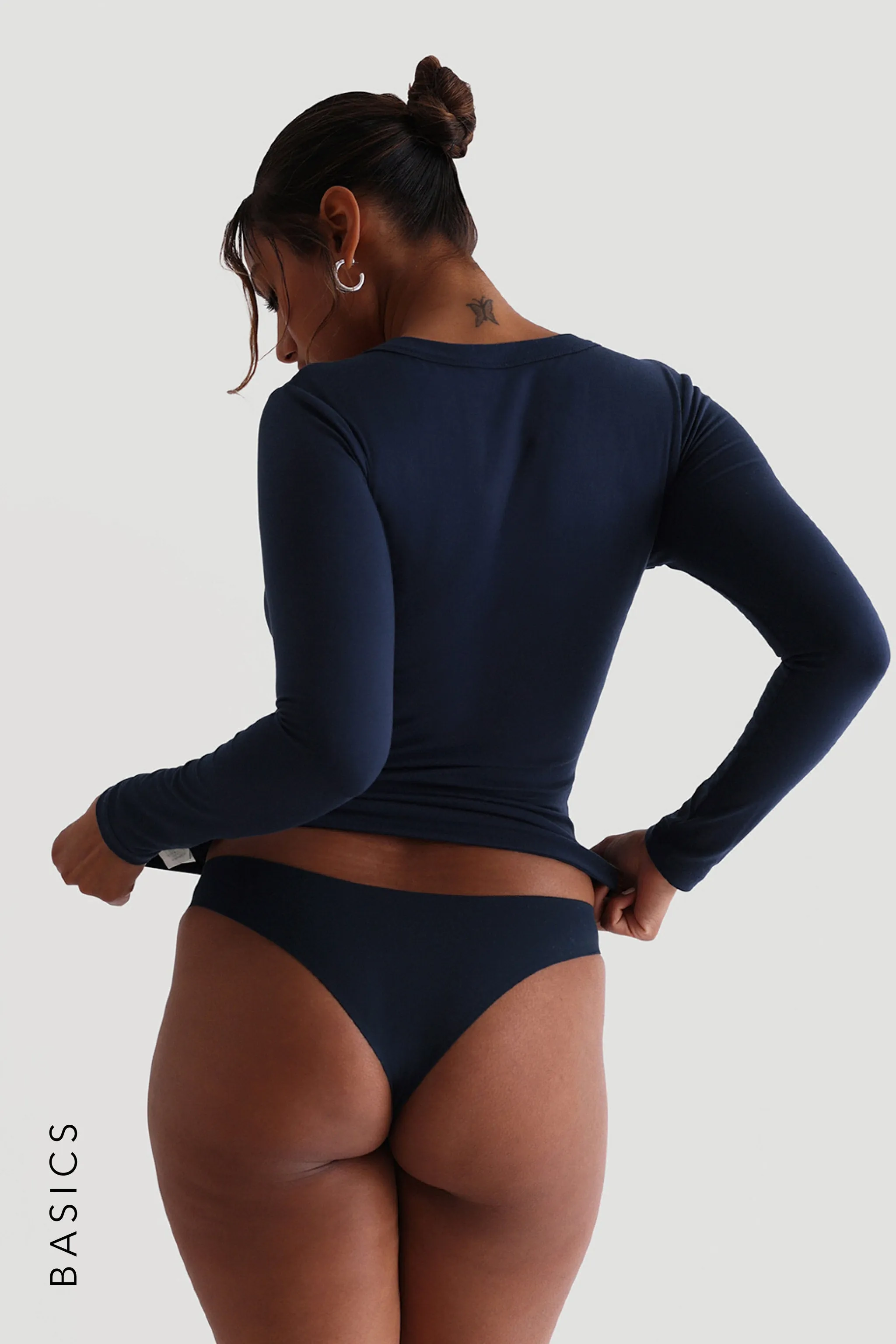U-Shape Long Sleeve T-Shirt - Navy sold by My outfit online product image thumbnail 4
